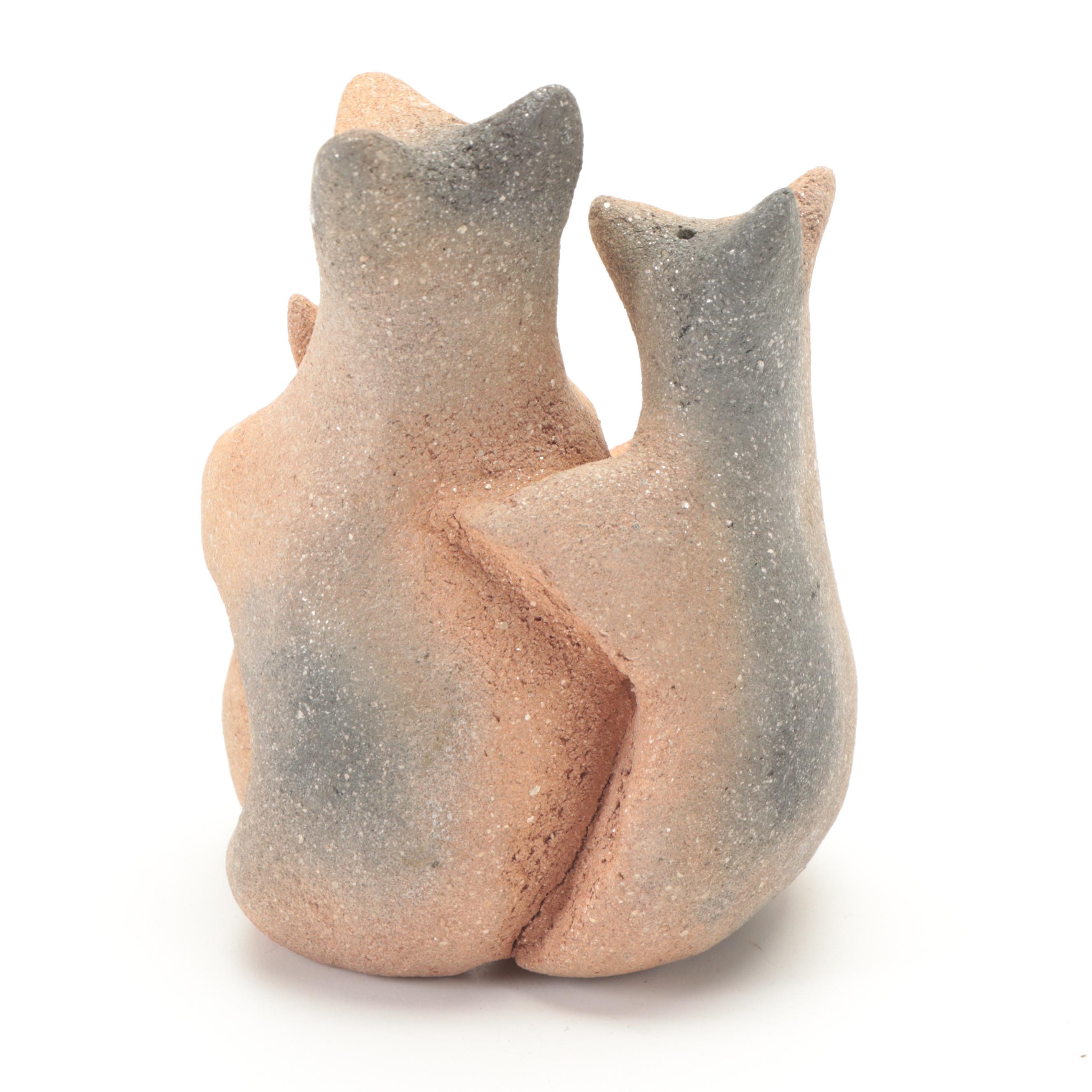 Jason Mondragon Taos Pueblo Pottery Mica Clay Hugging Bear Figurines