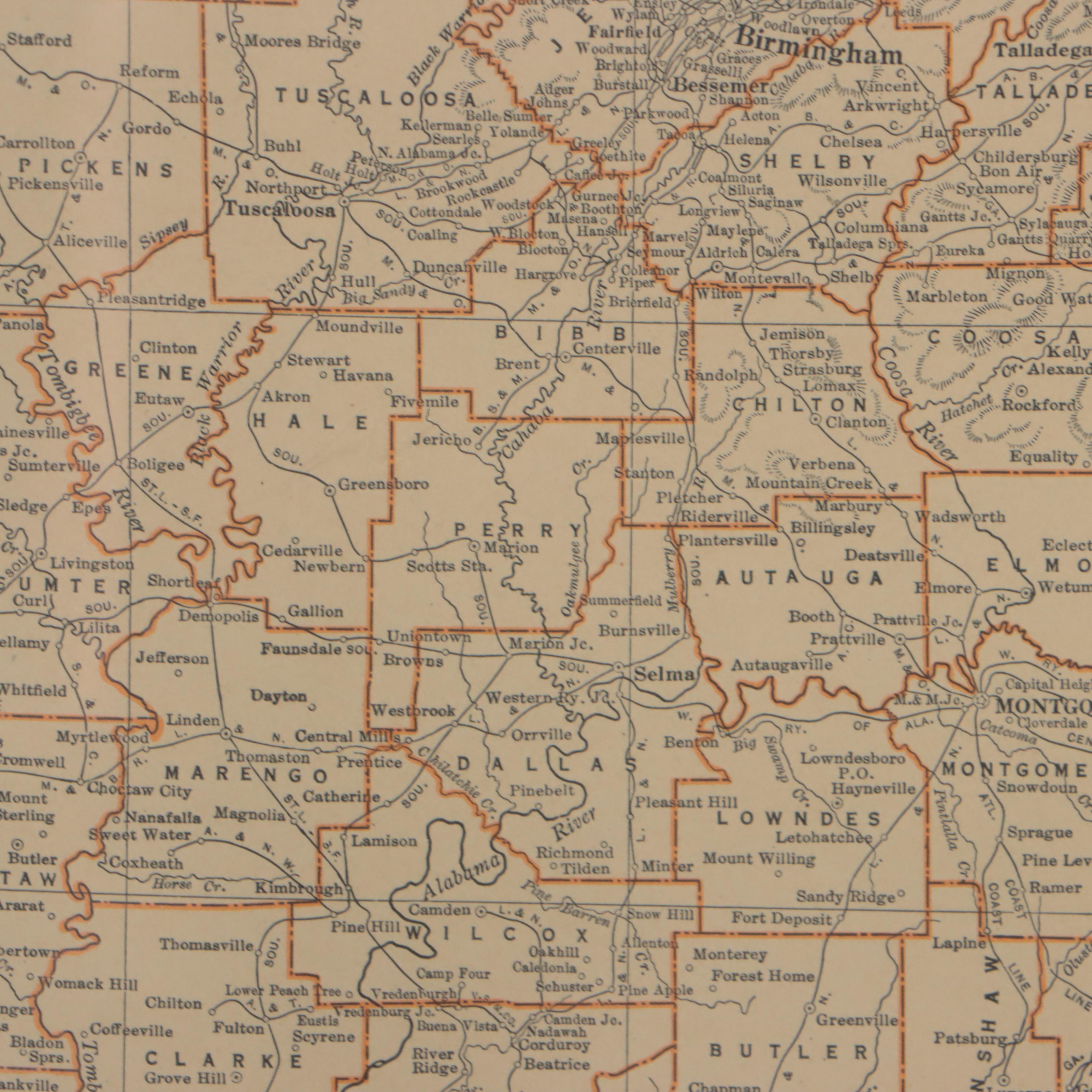 Rand, McNally & Co. Wax Engraving Map of Alabama, Circa 1898
