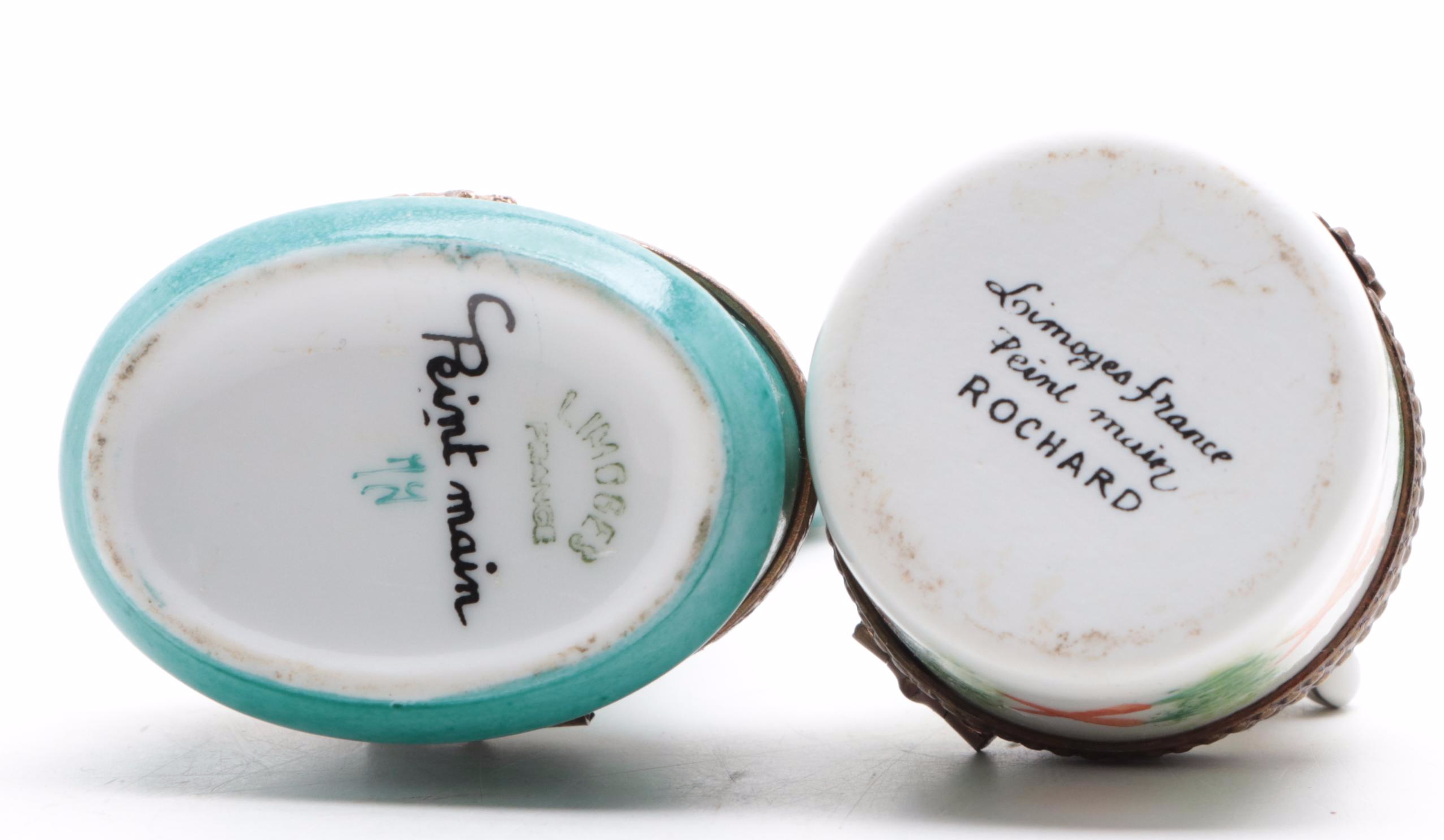 Rochard with Other Hand-Painted Porcelain Rabbit and Paint Palette Limoges Boxes