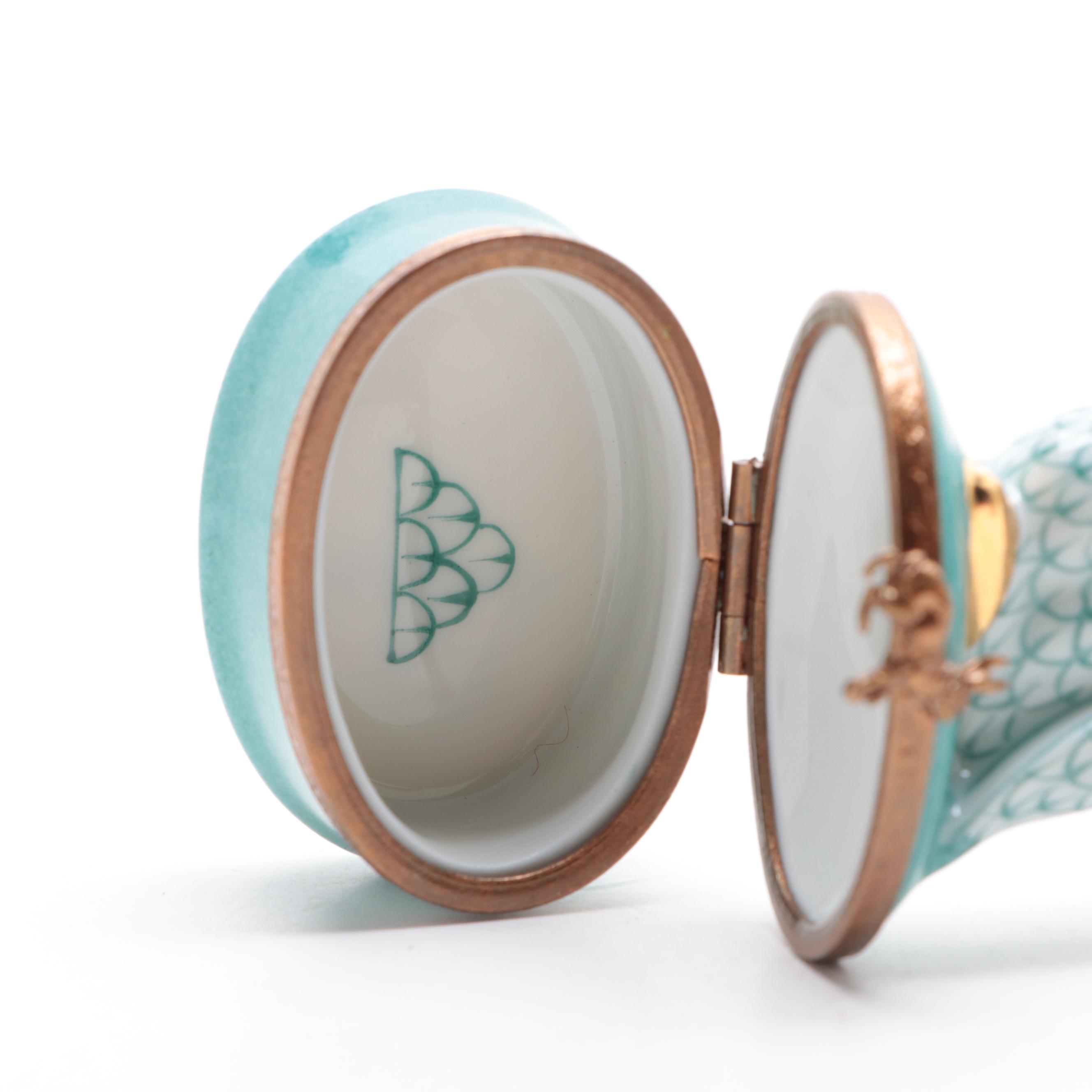 Rochard with Other Hand-Painted Porcelain Rabbit and Paint Palette Limoges Boxes