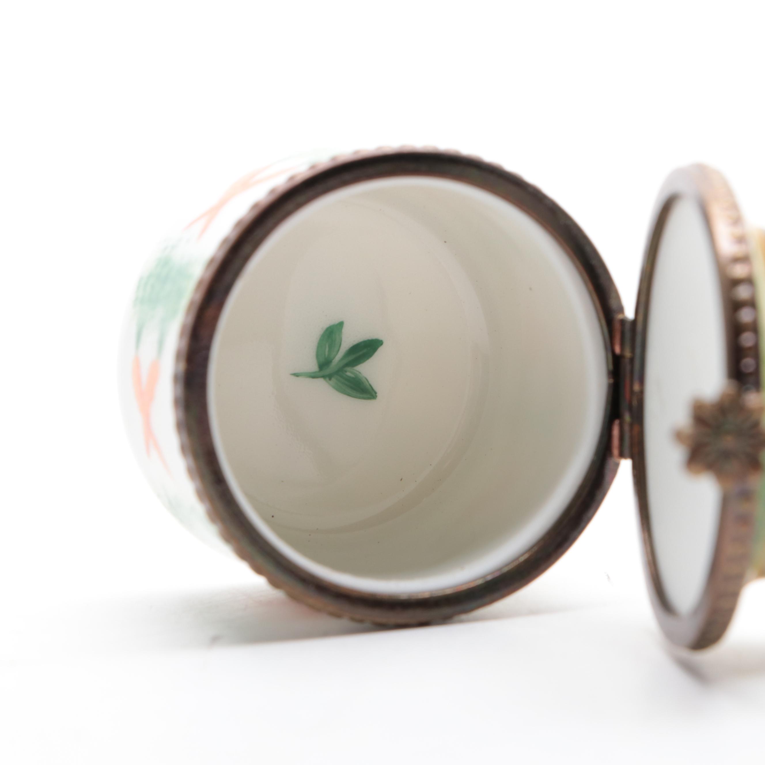 Rochard with Other Hand-Painted Porcelain Rabbit and Paint Palette Limoges Boxes