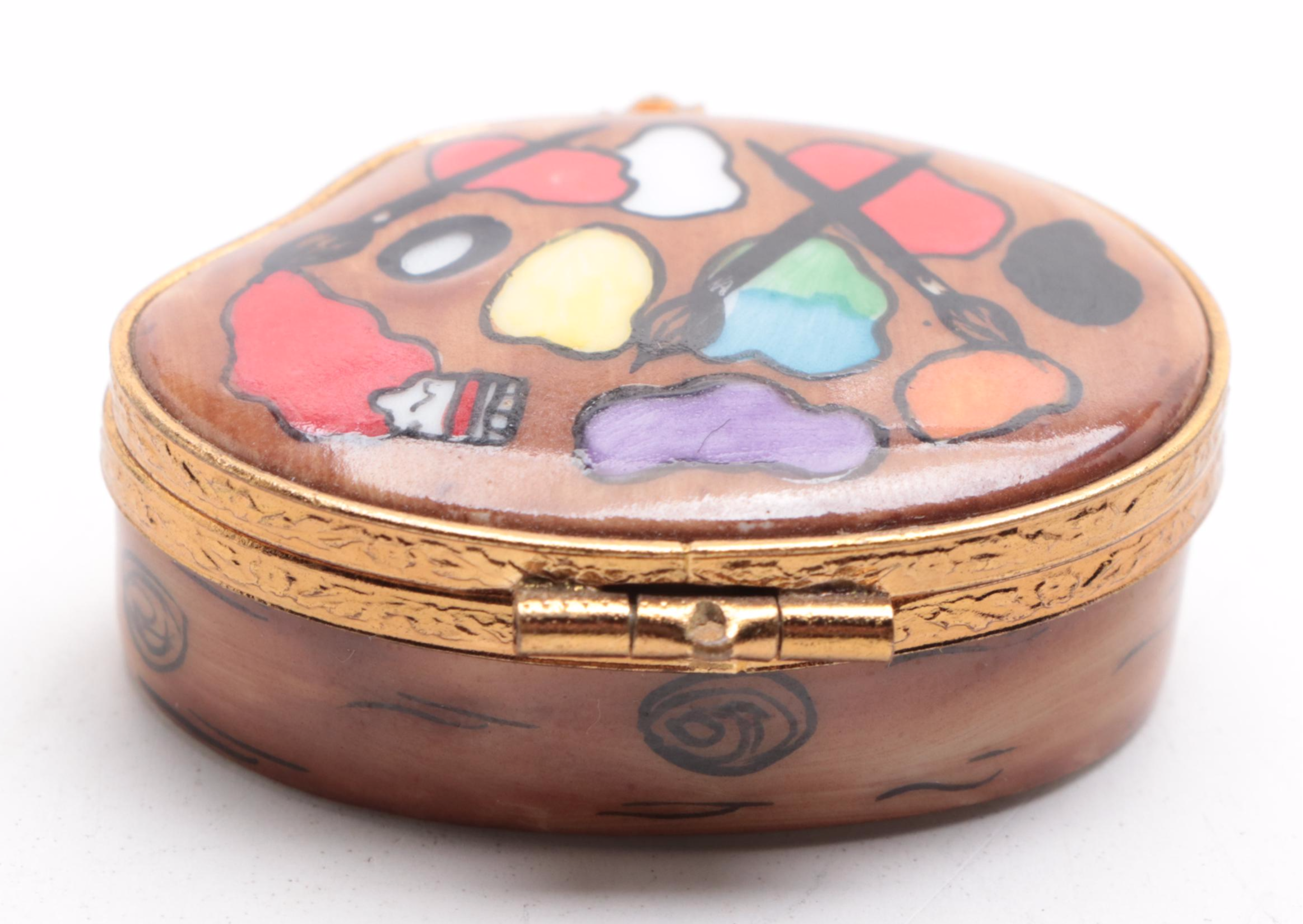 Rochard with Other Hand-Painted Porcelain Rabbit and Paint Palette Limoges Boxes