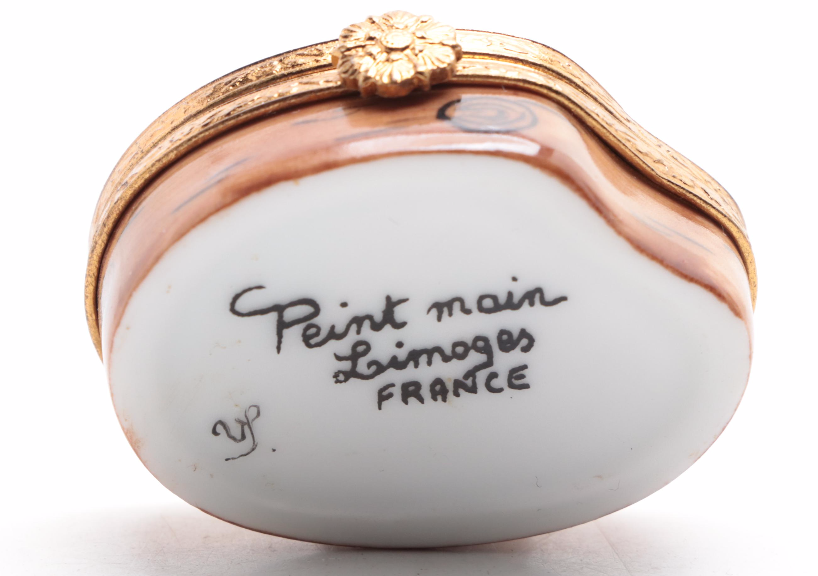 Rochard with Other Hand-Painted Porcelain Rabbit and Paint Palette Limoges Boxes