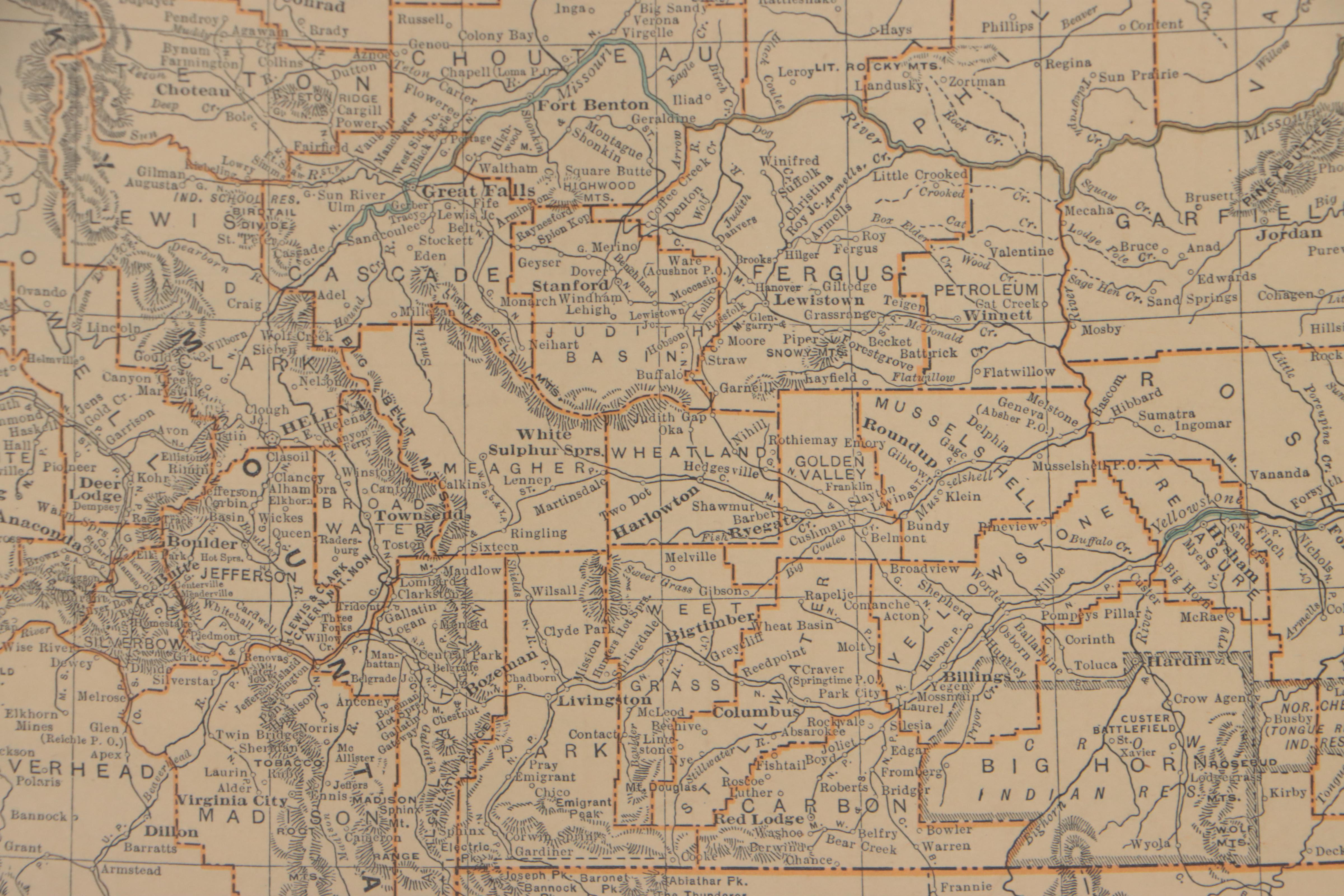 Rand, McNally & Co. Wax Engraving Map of Montana, Circa 1898