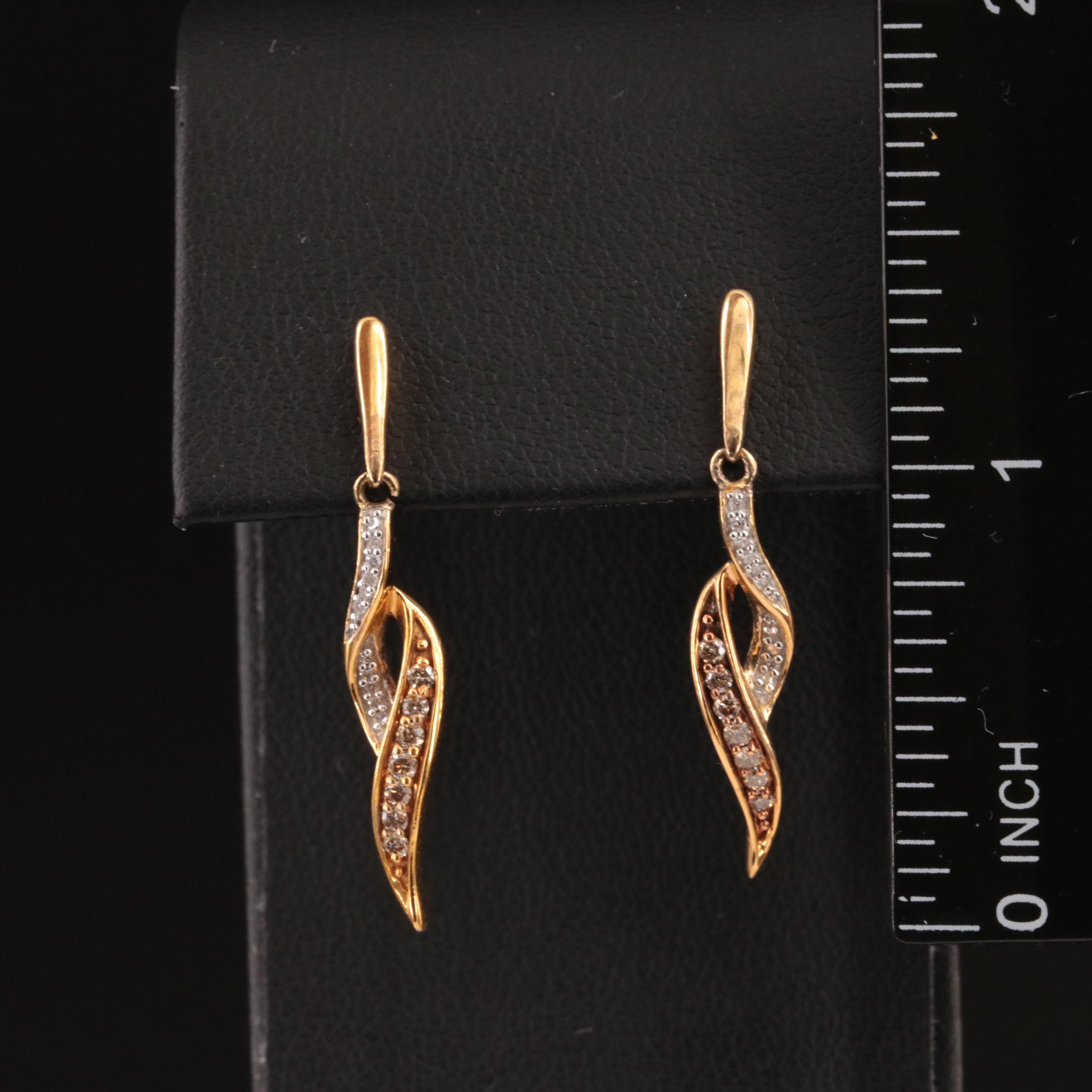 Sterling Diamond Two-Tone Drop Earrings