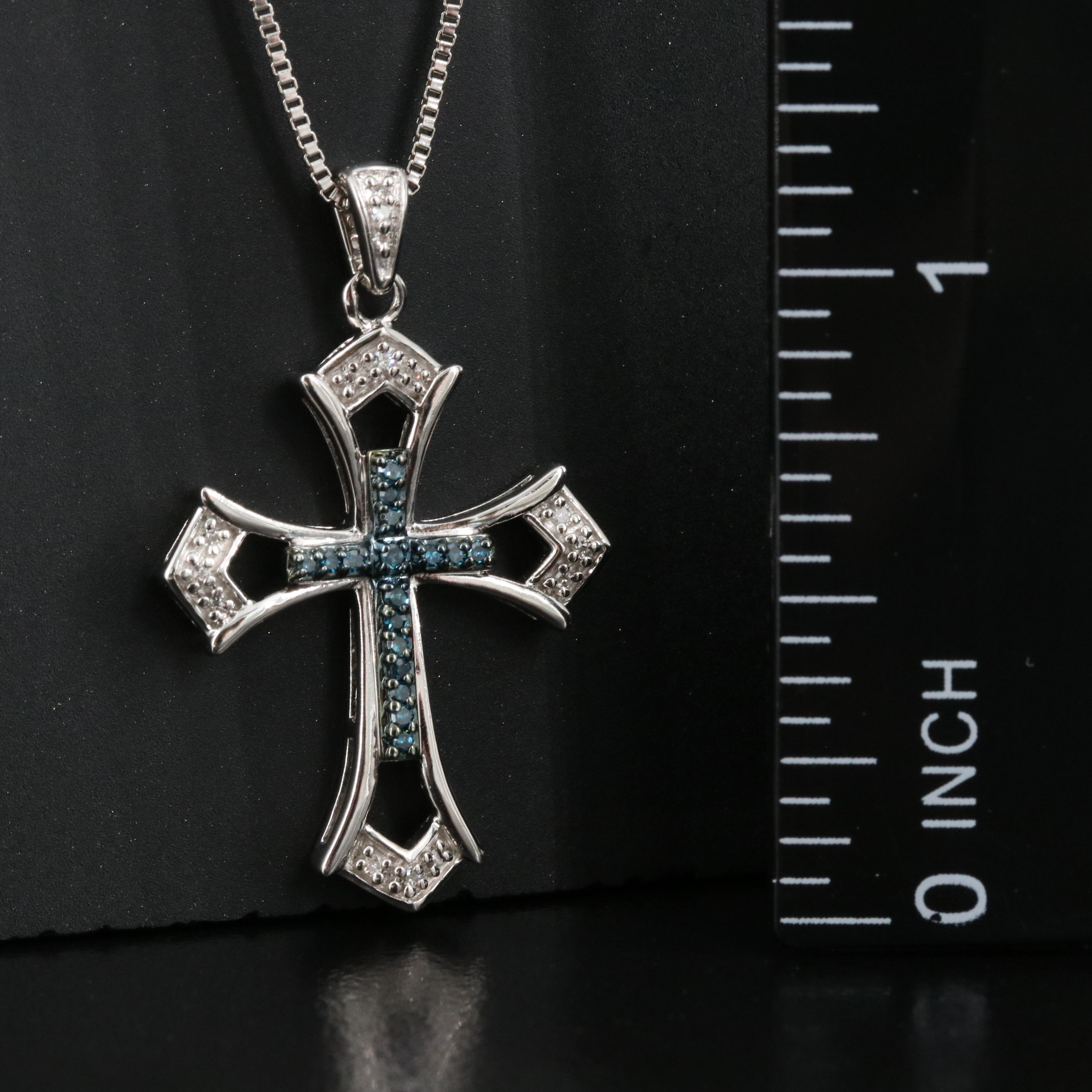 Sterling Diamond Cross Pendant Necklace