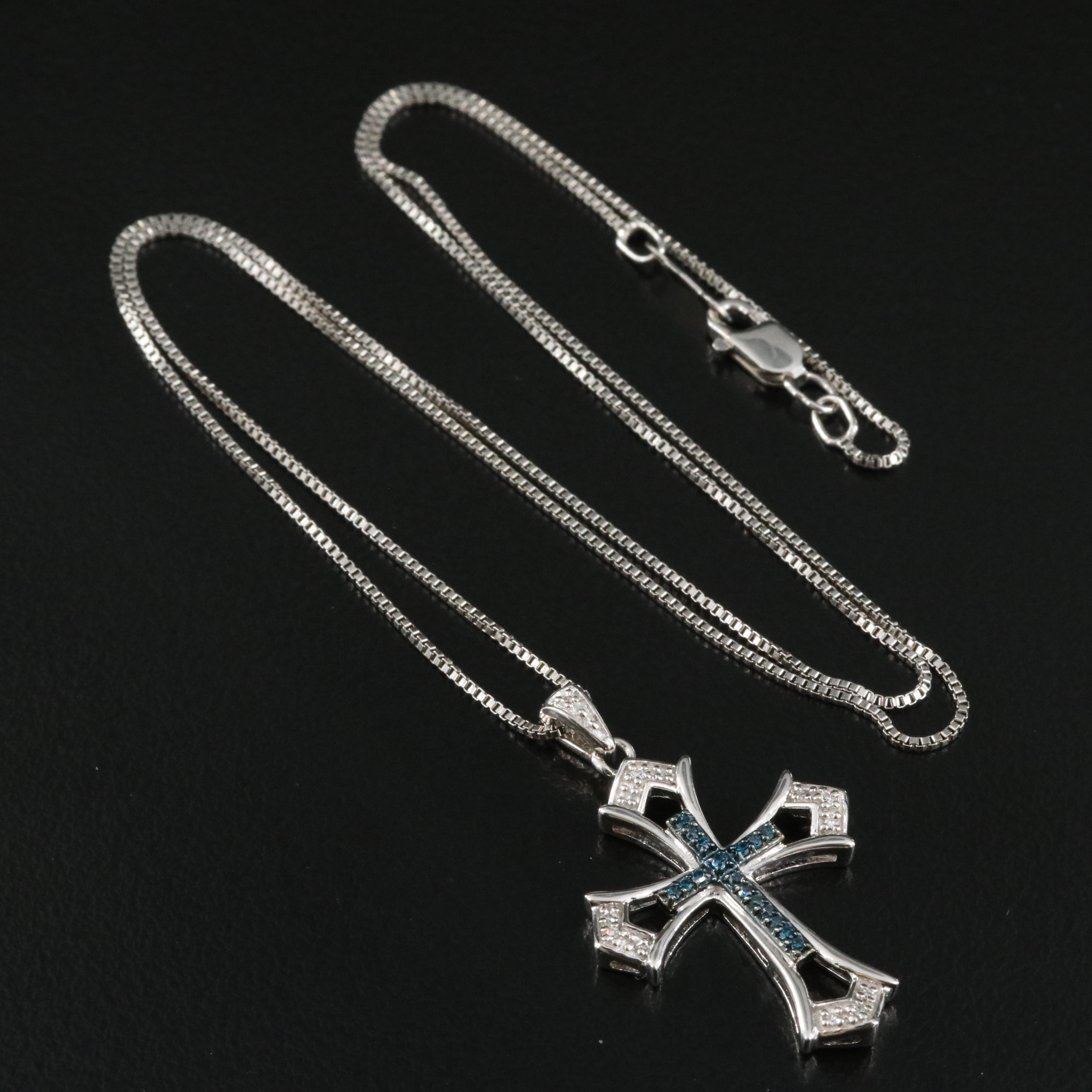 Sterling Diamond Cross Pendant Necklace