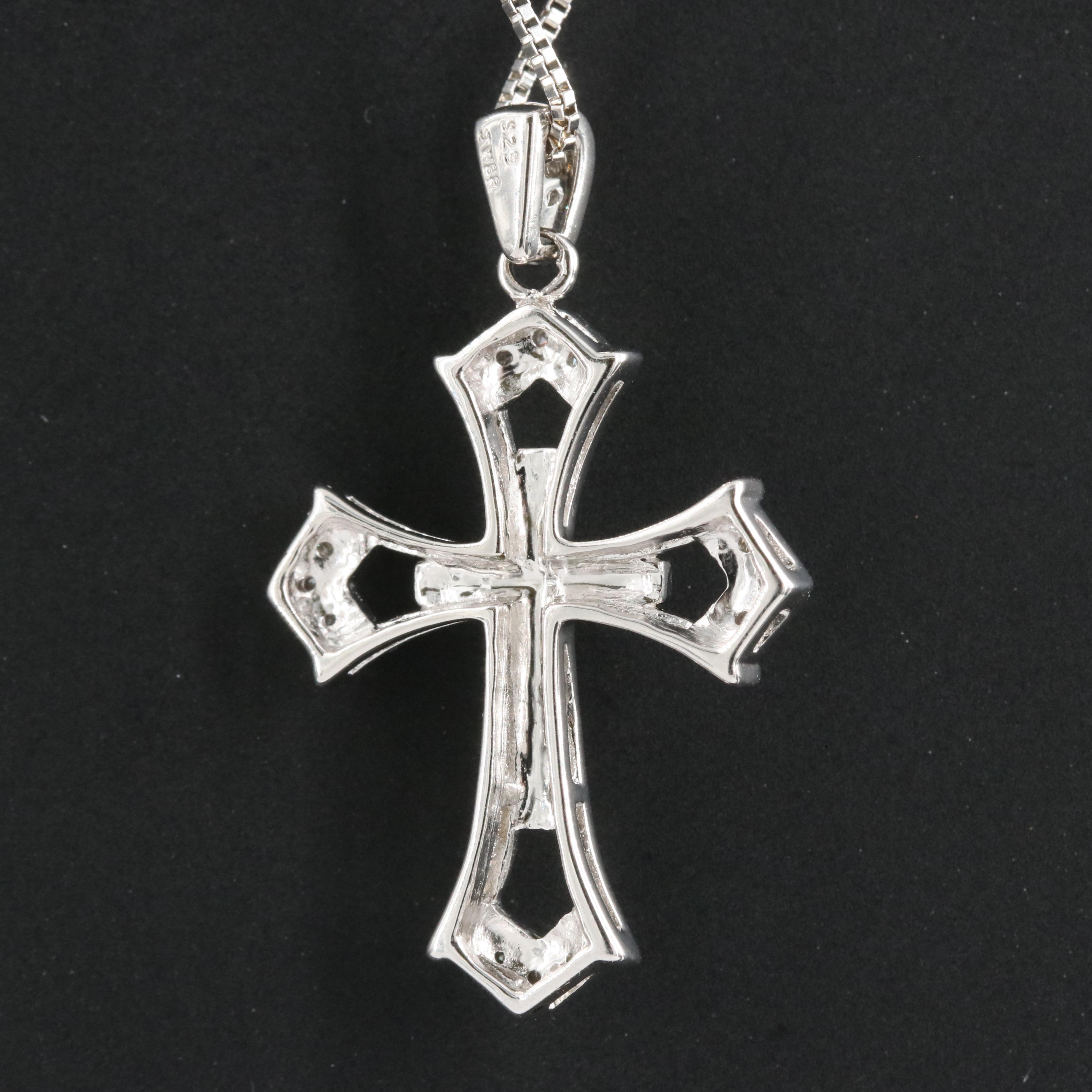 Sterling Diamond Cross Pendant Necklace