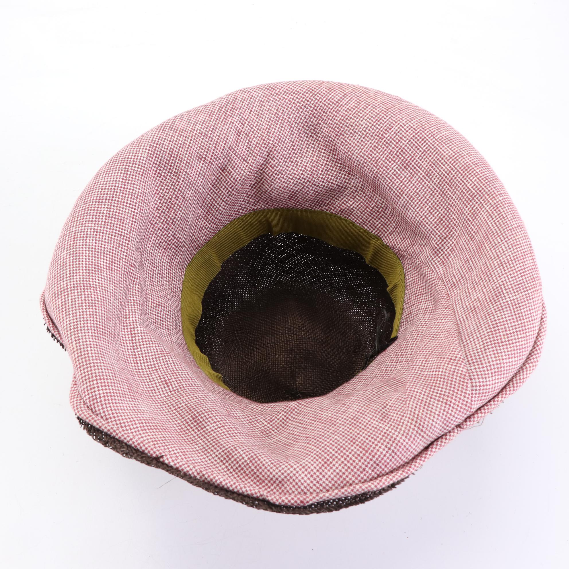 D.CLN Straw with Fabric Shaped Brim Hat and Handcrafted Straw and Fiber Hat