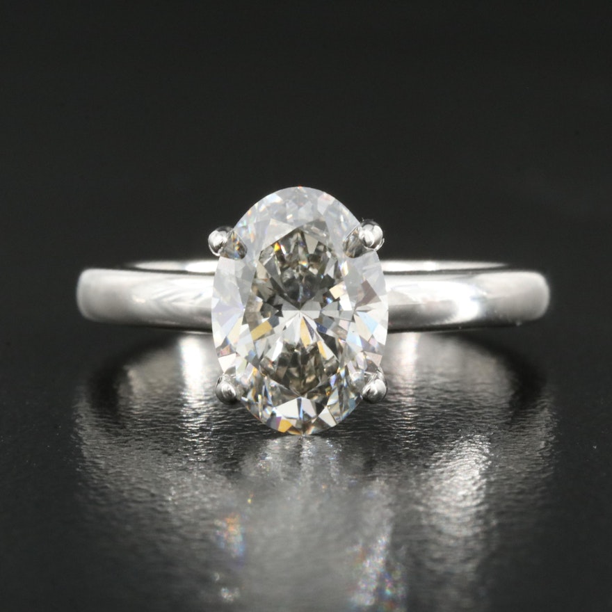 Platinum 2.14 CT Lab Grown Diamond Solitaire Ring