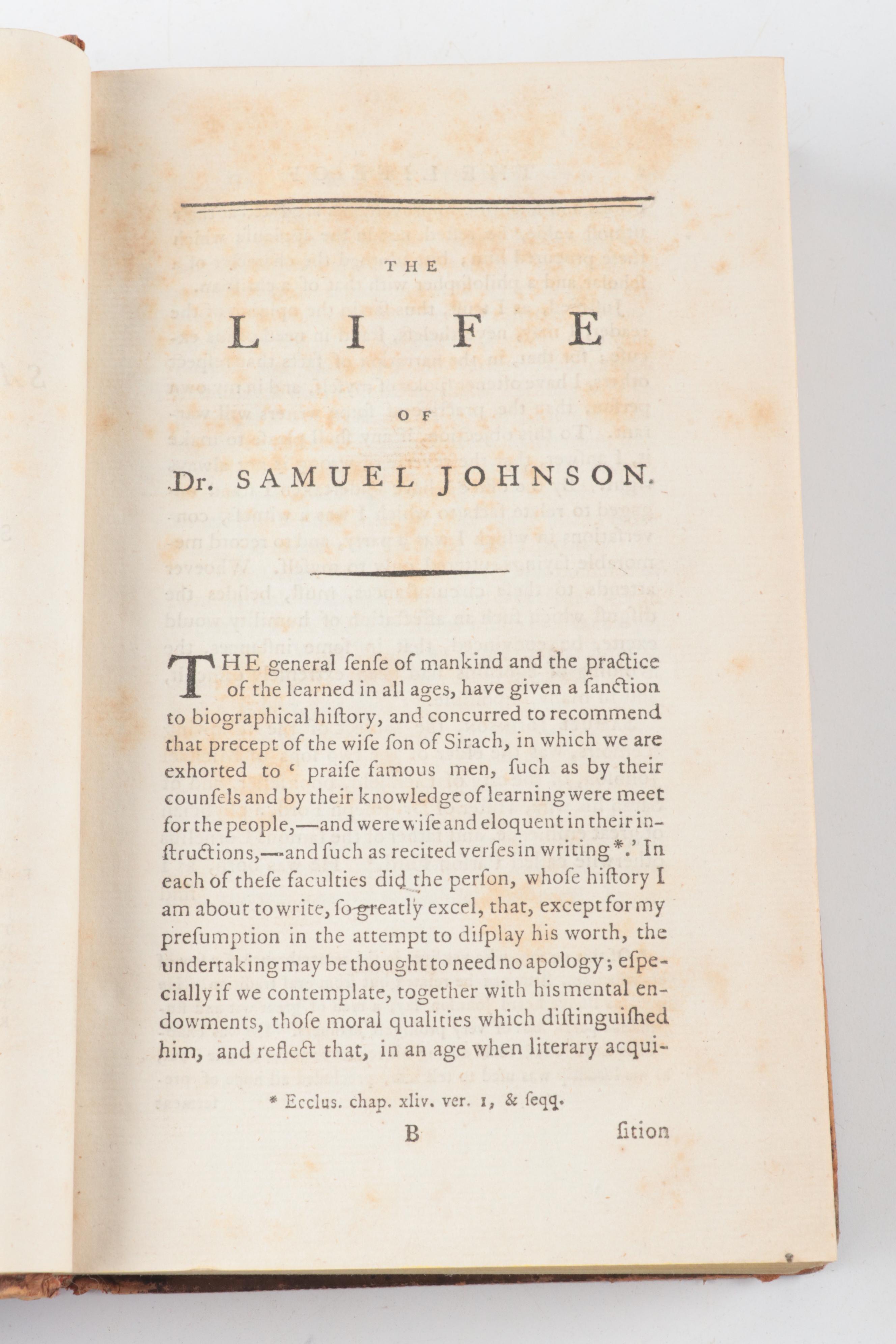 Second Edition "The Life of Samuel Johnson" by Sir John Hawkins, 1787