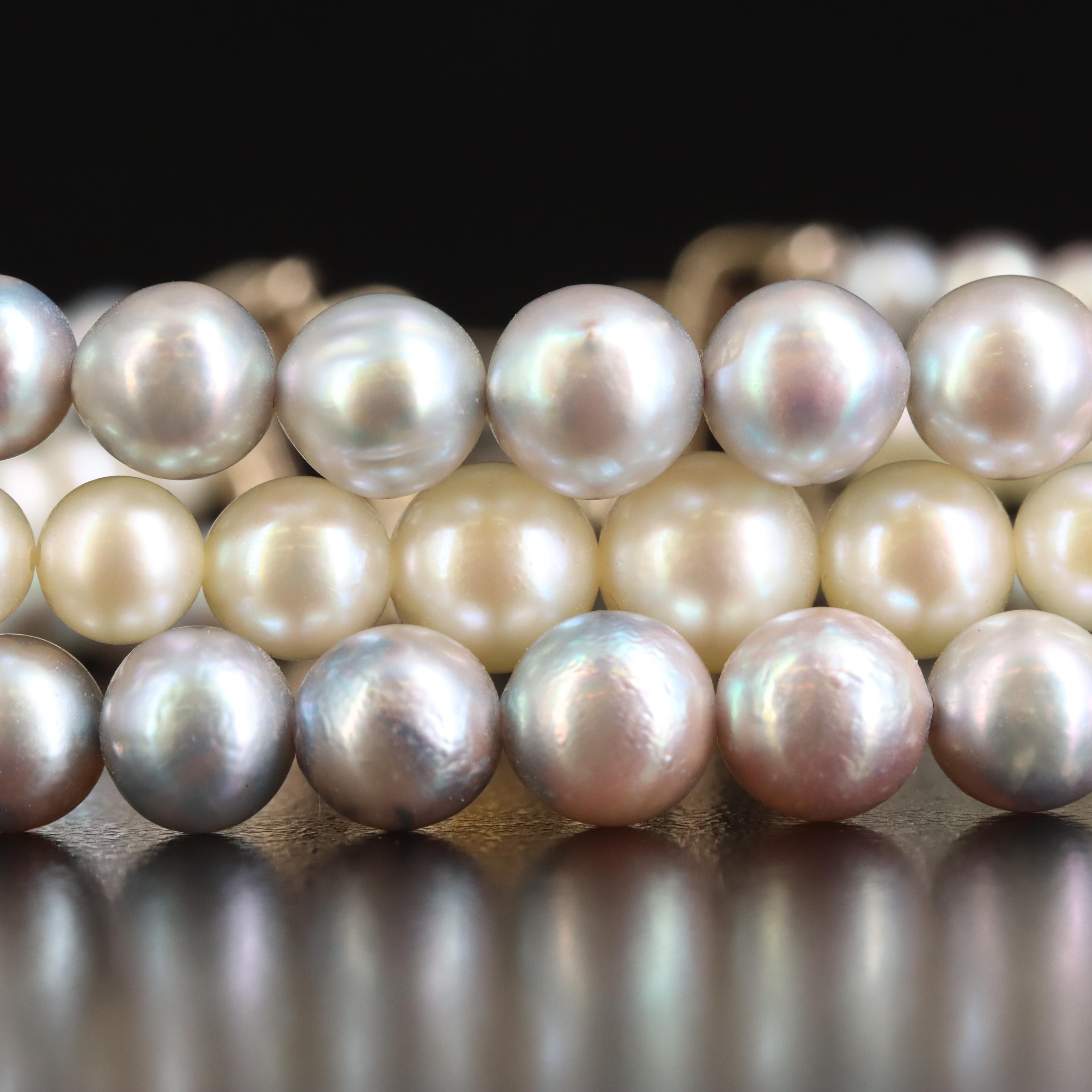 Ming's 14K Graduated Pearl Triple Strand Bracelet