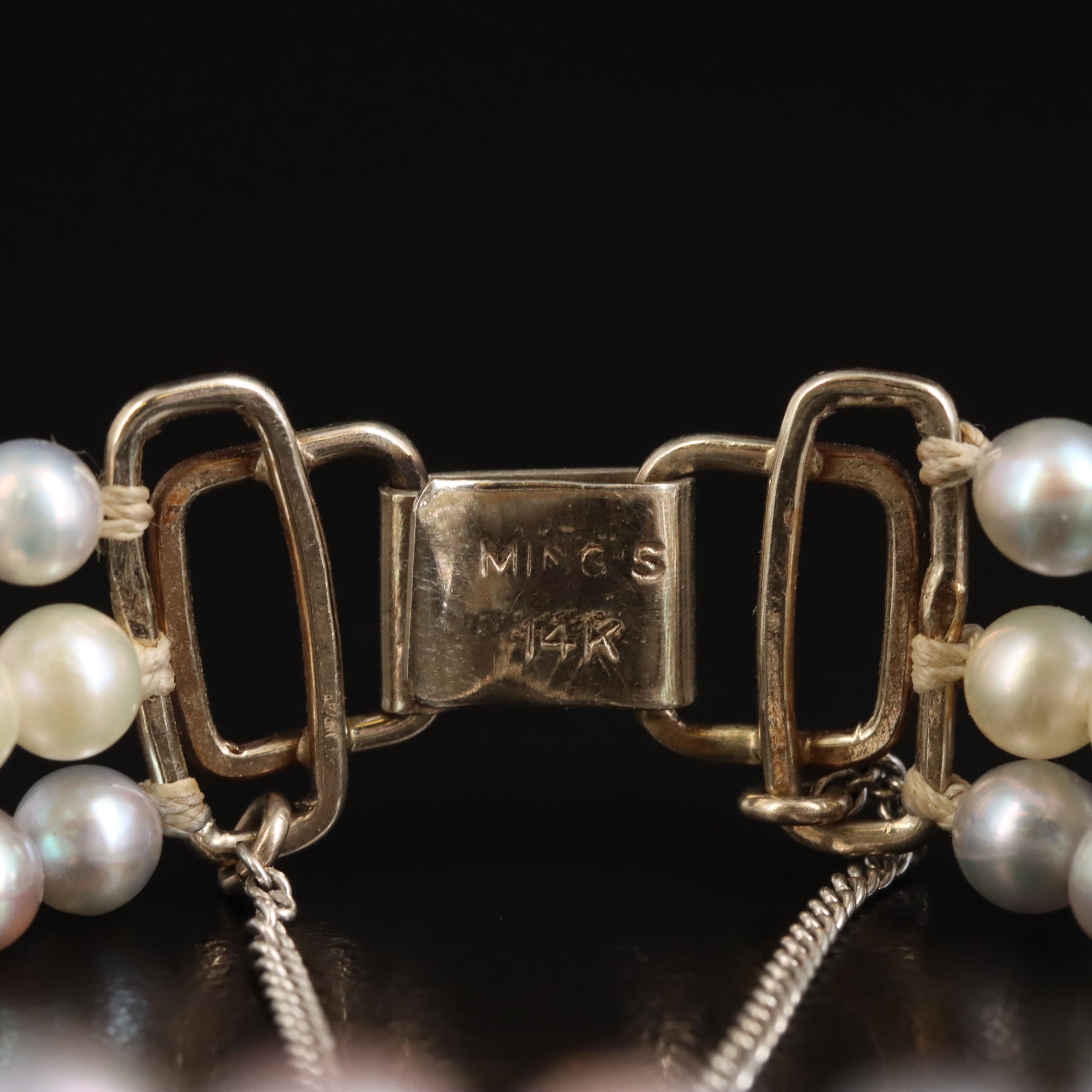 Ming's 14K Graduated Pearl Triple Strand Bracelet
