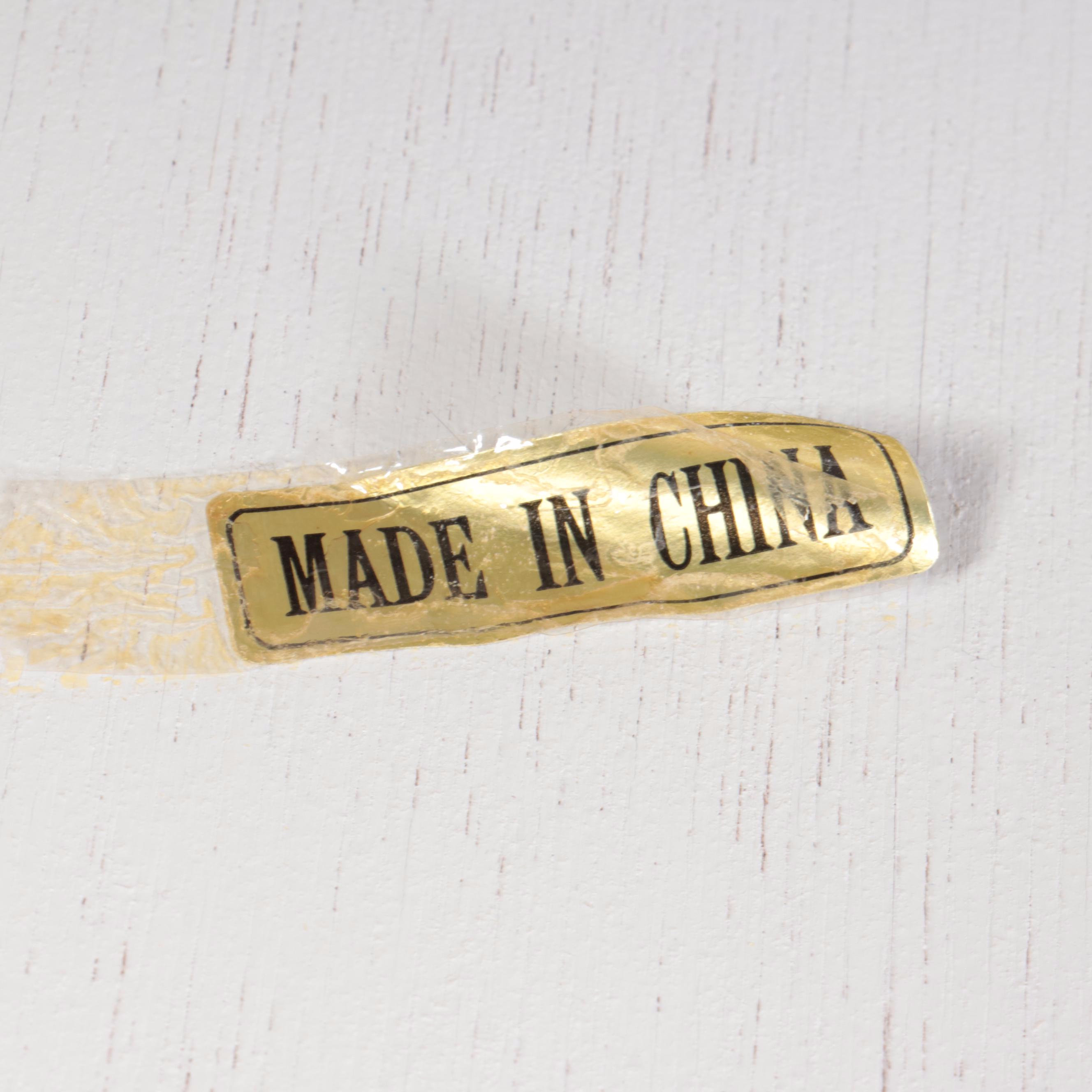 White-Painted Wicker Three-Drawer Serpentine-Front Chest, Late 20th Century