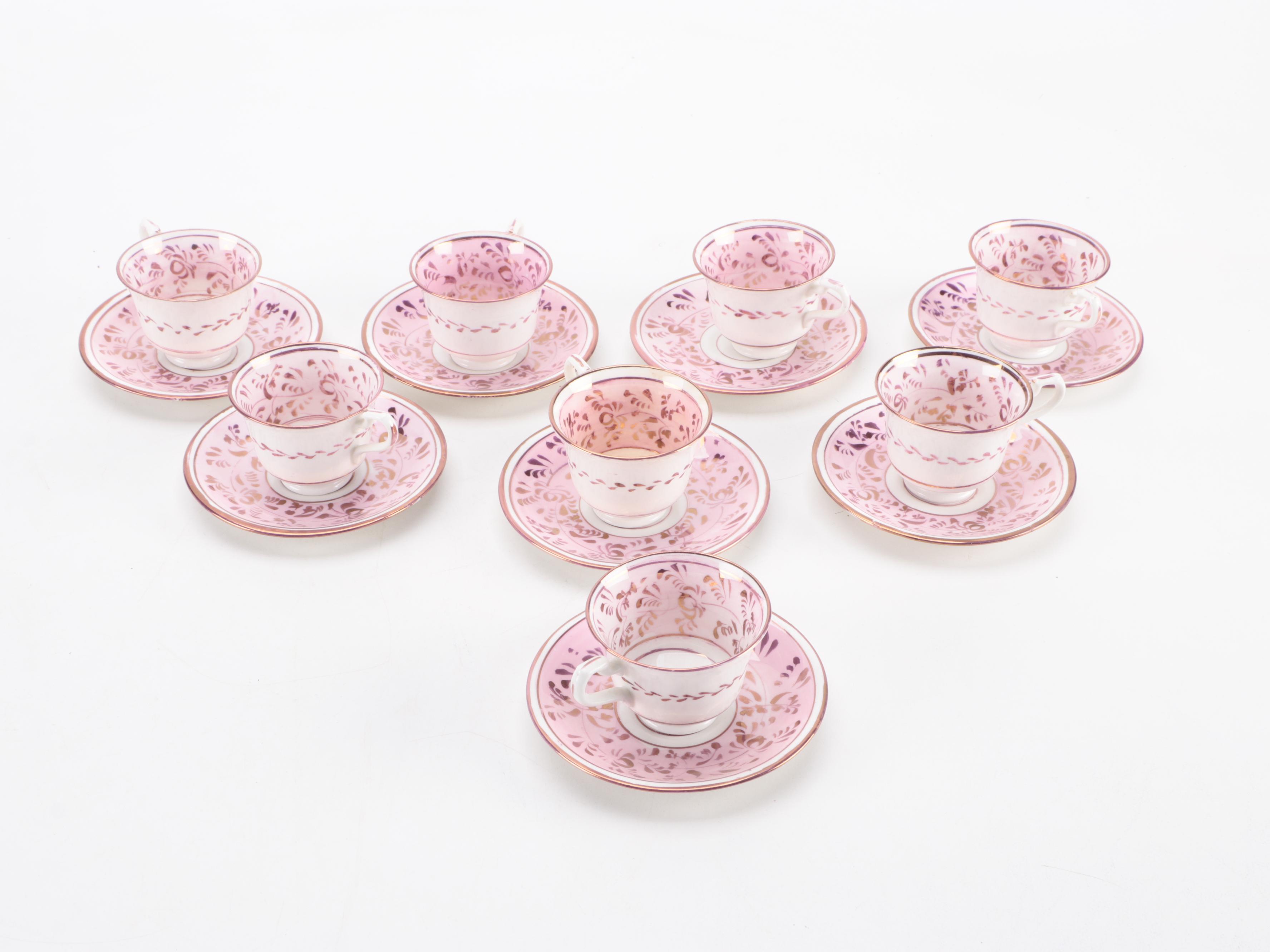 Allertons Gilt and Pink Floral English Porcelain Serveware