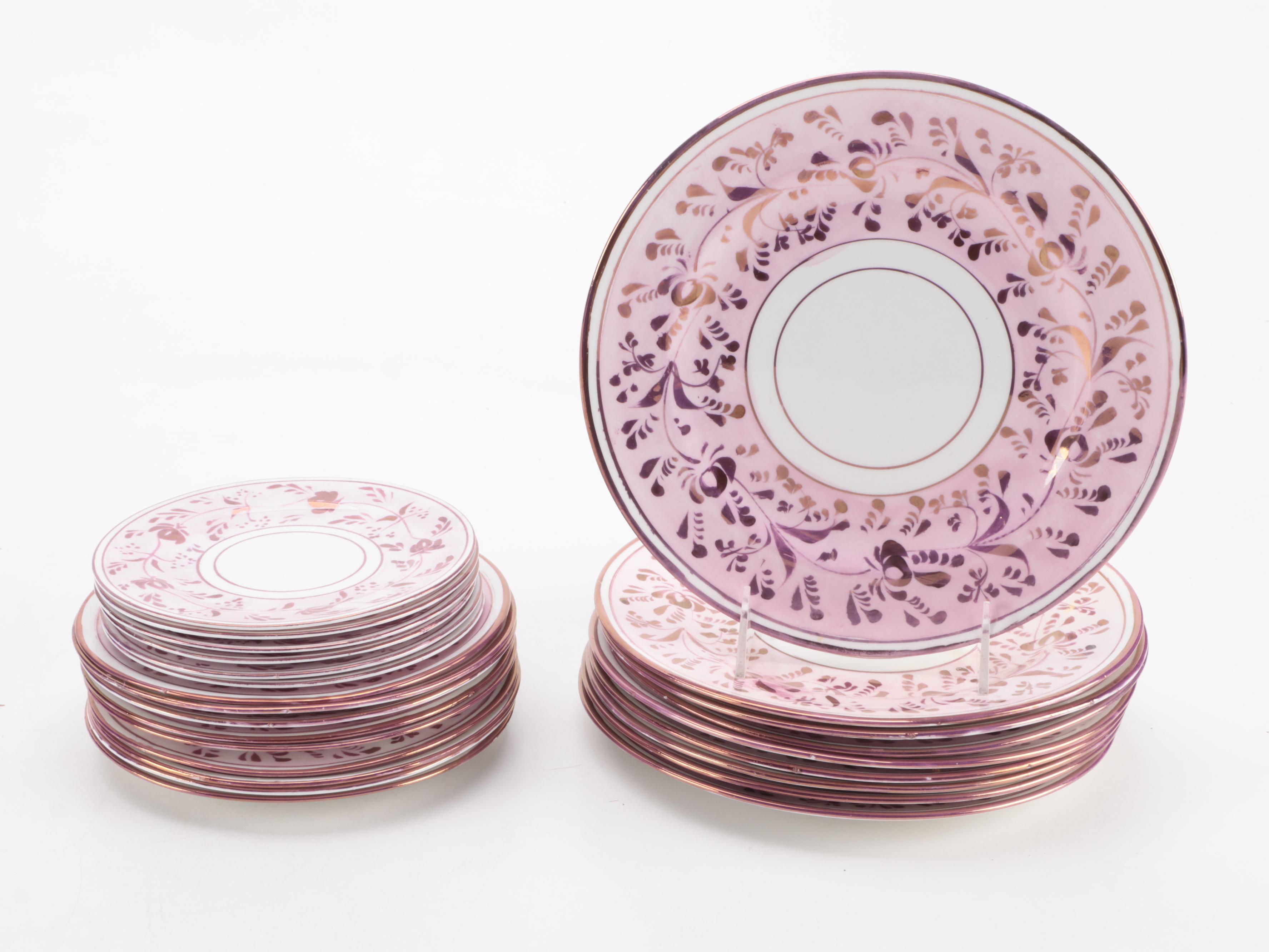 Allertons Gilt and Pink Floral English Porcelain Serveware