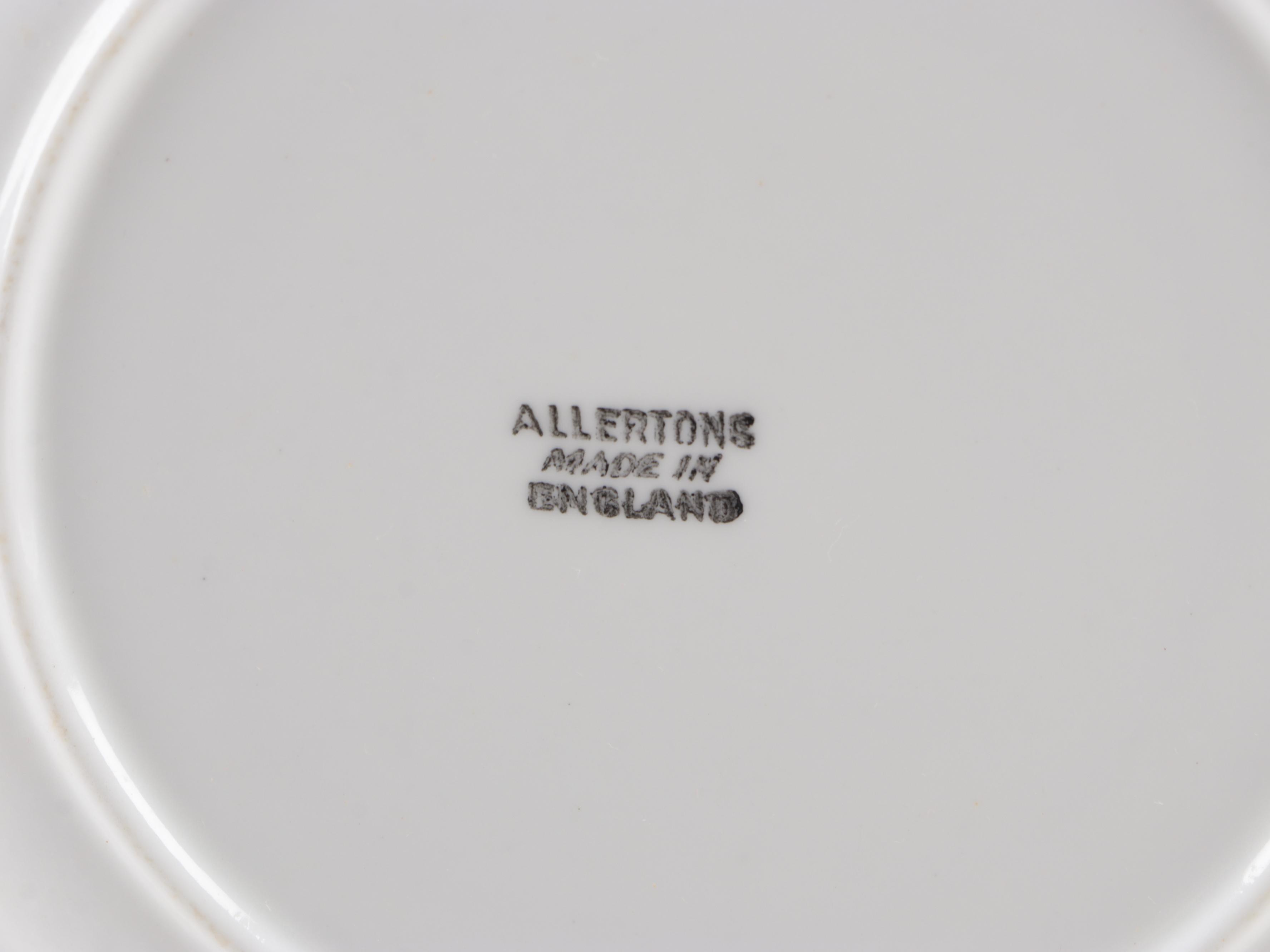 Allertons Gilt and Pink Floral English Porcelain Serveware