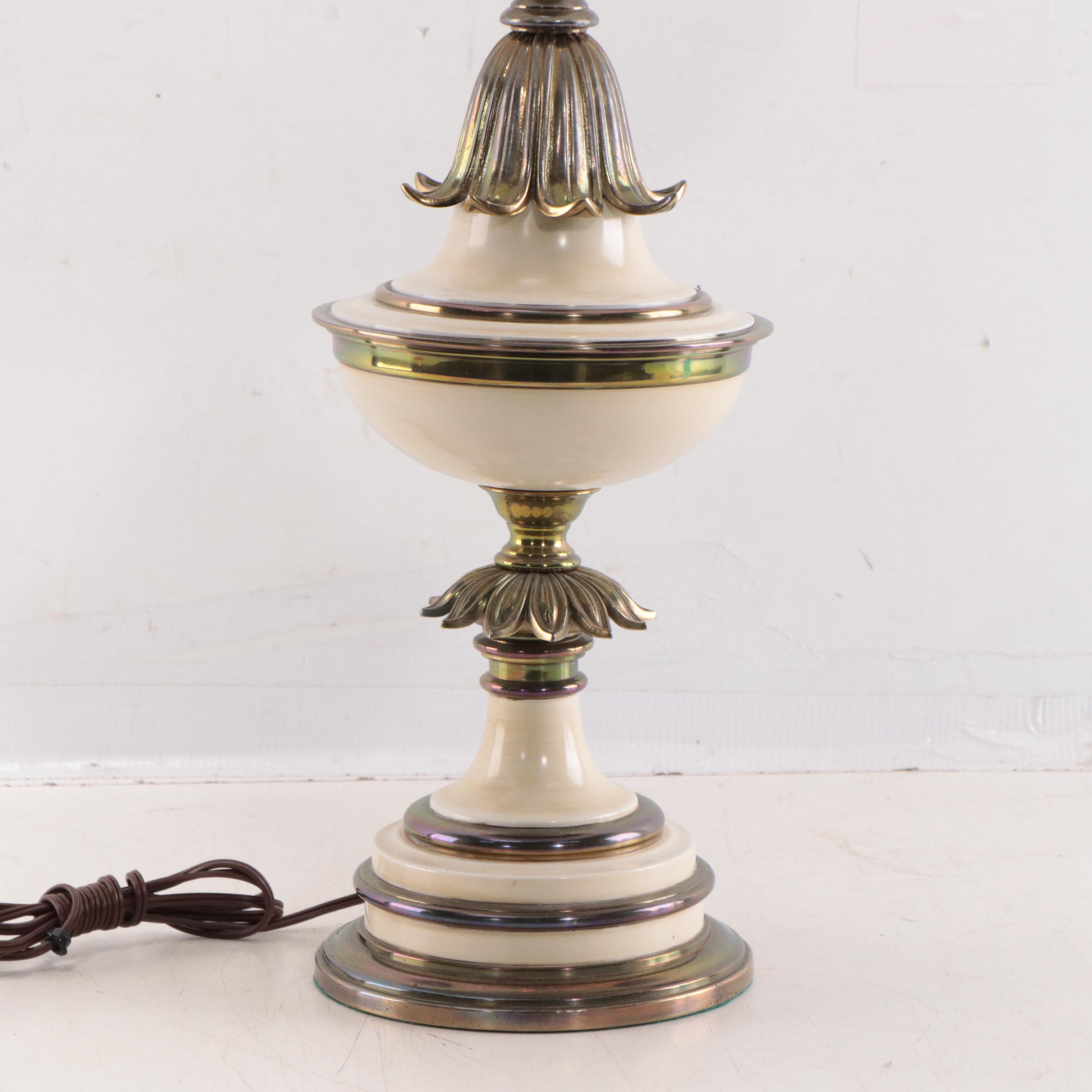Stiffel Hollywood Regency Brass and Enamel Table Lamp, Mid/Late 20th Century