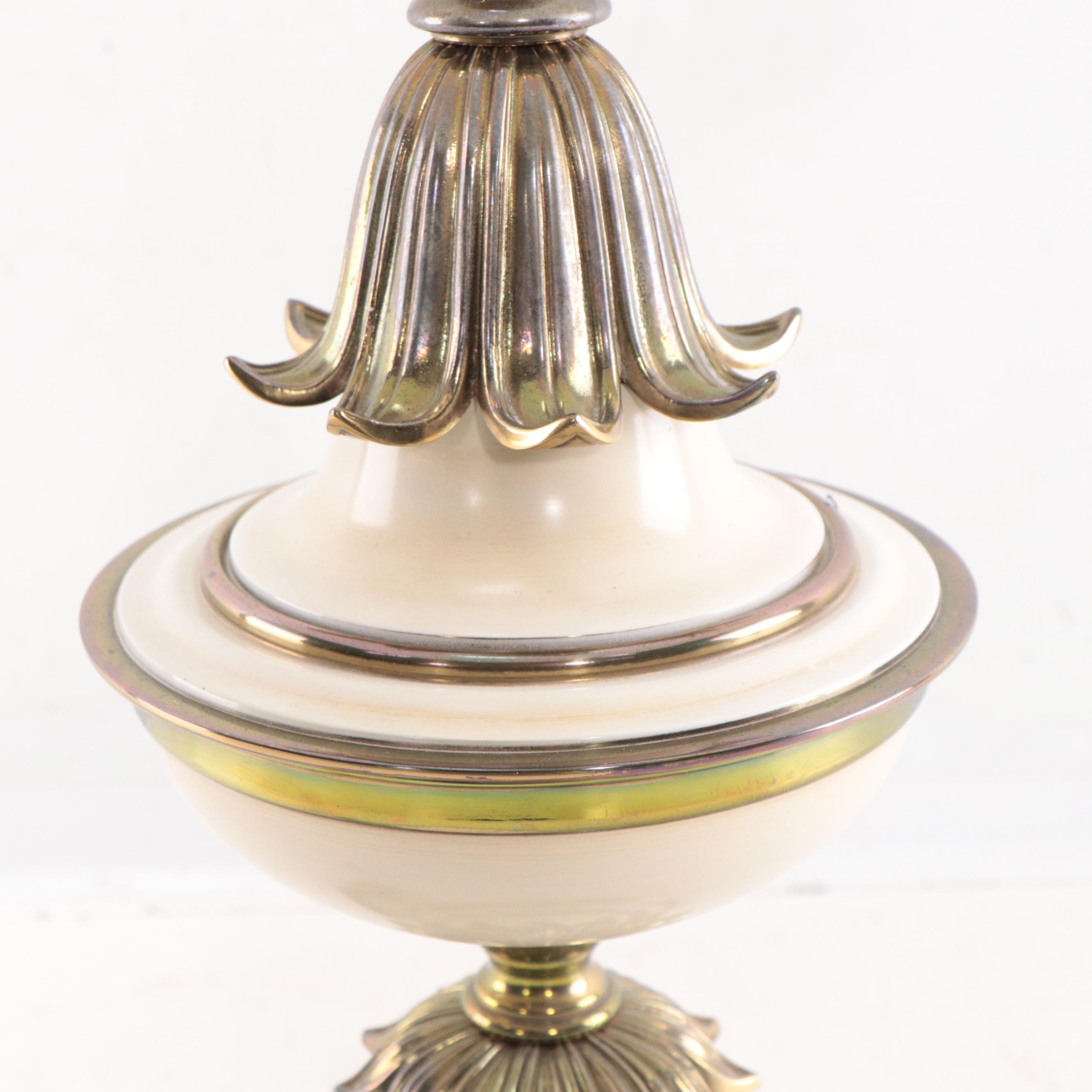 Stiffel Hollywood Regency Brass and Enamel Table Lamp, Mid/Late 20th Century