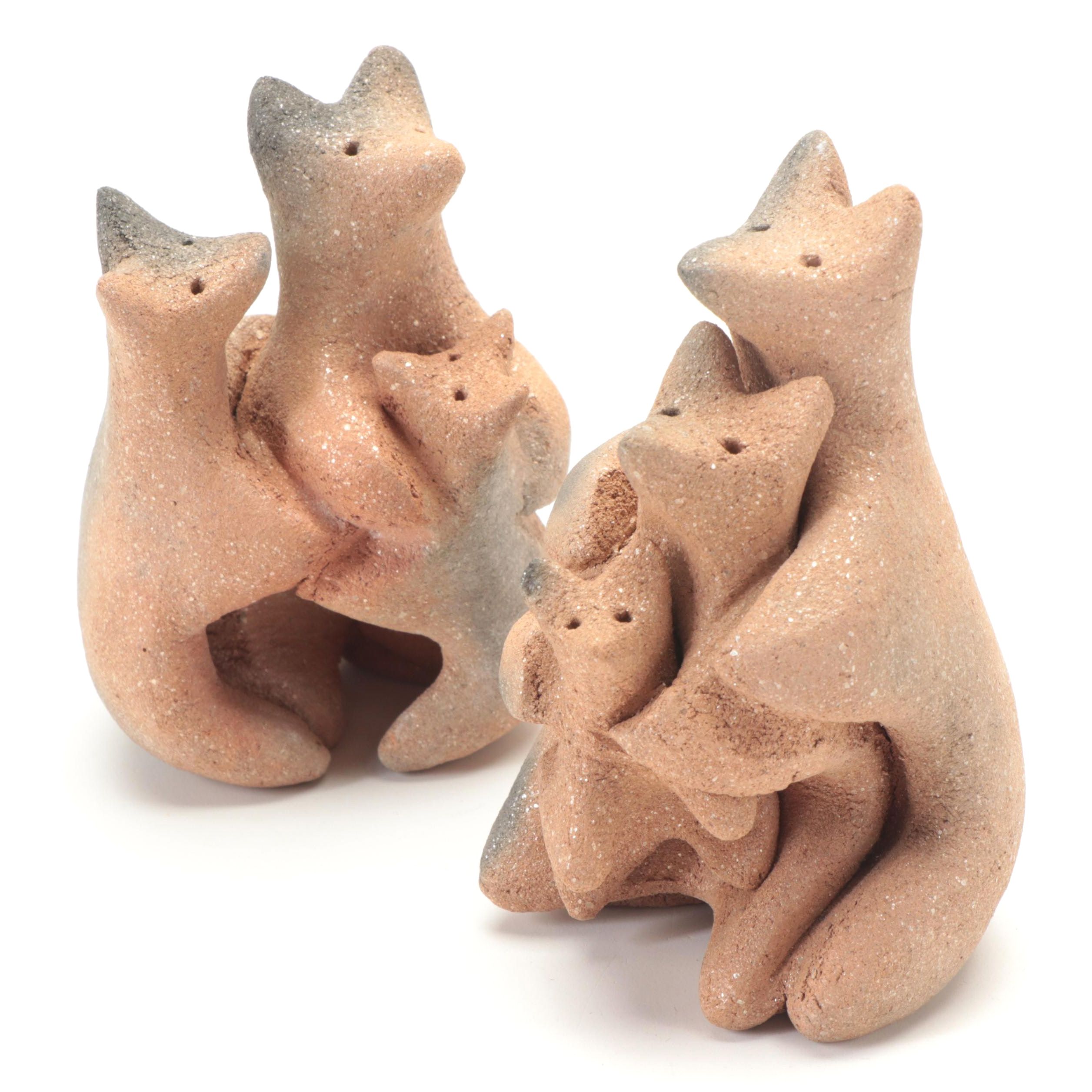 Jason Mondragon Taos Pueblo Pottery Mica Clay Hugging Bear Figurines