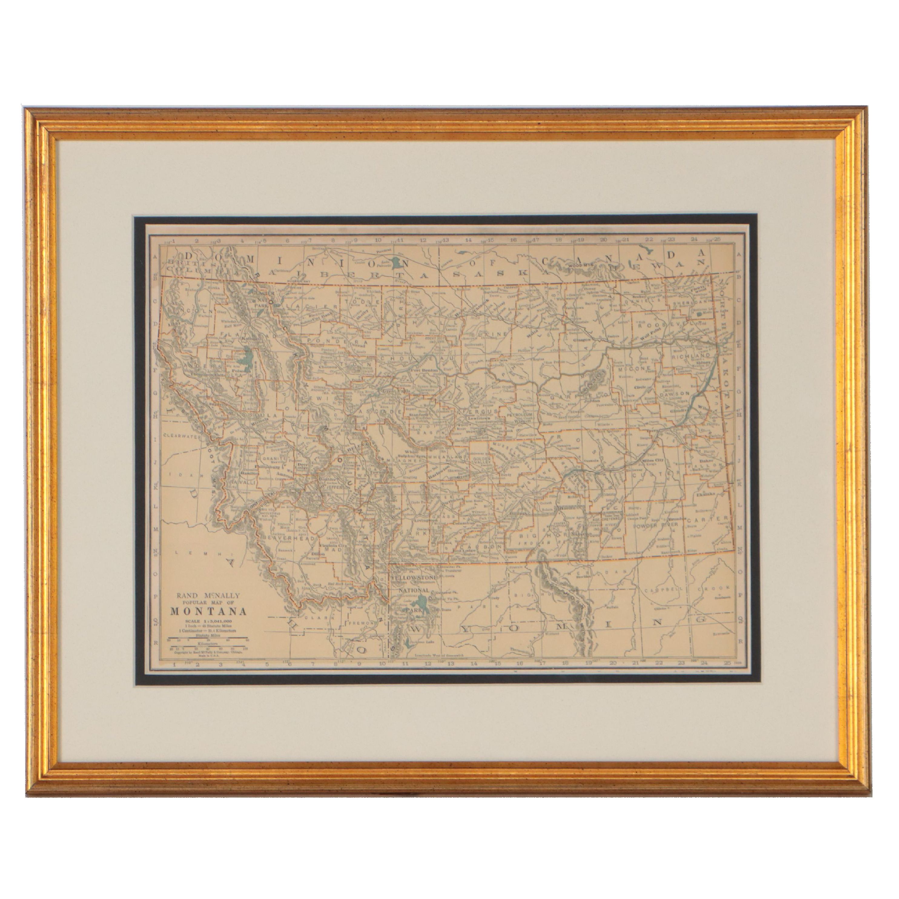Rand, McNally & Co. Wax Engraving Map of Montana, Circa 1898