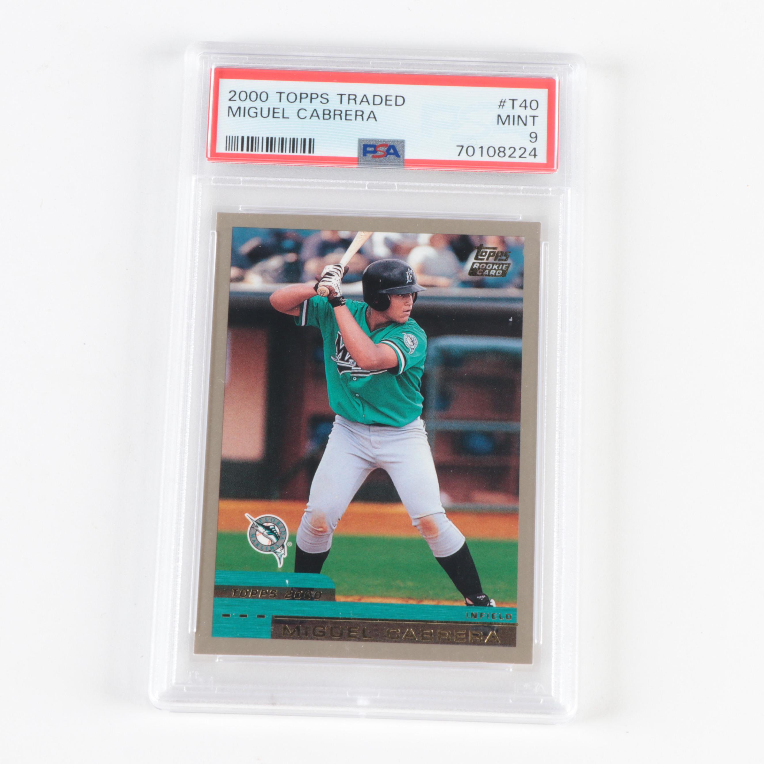 2000 Miguel Cabrera Future HOF Topps PSA 9 Rookie Card With Topps Traded Set