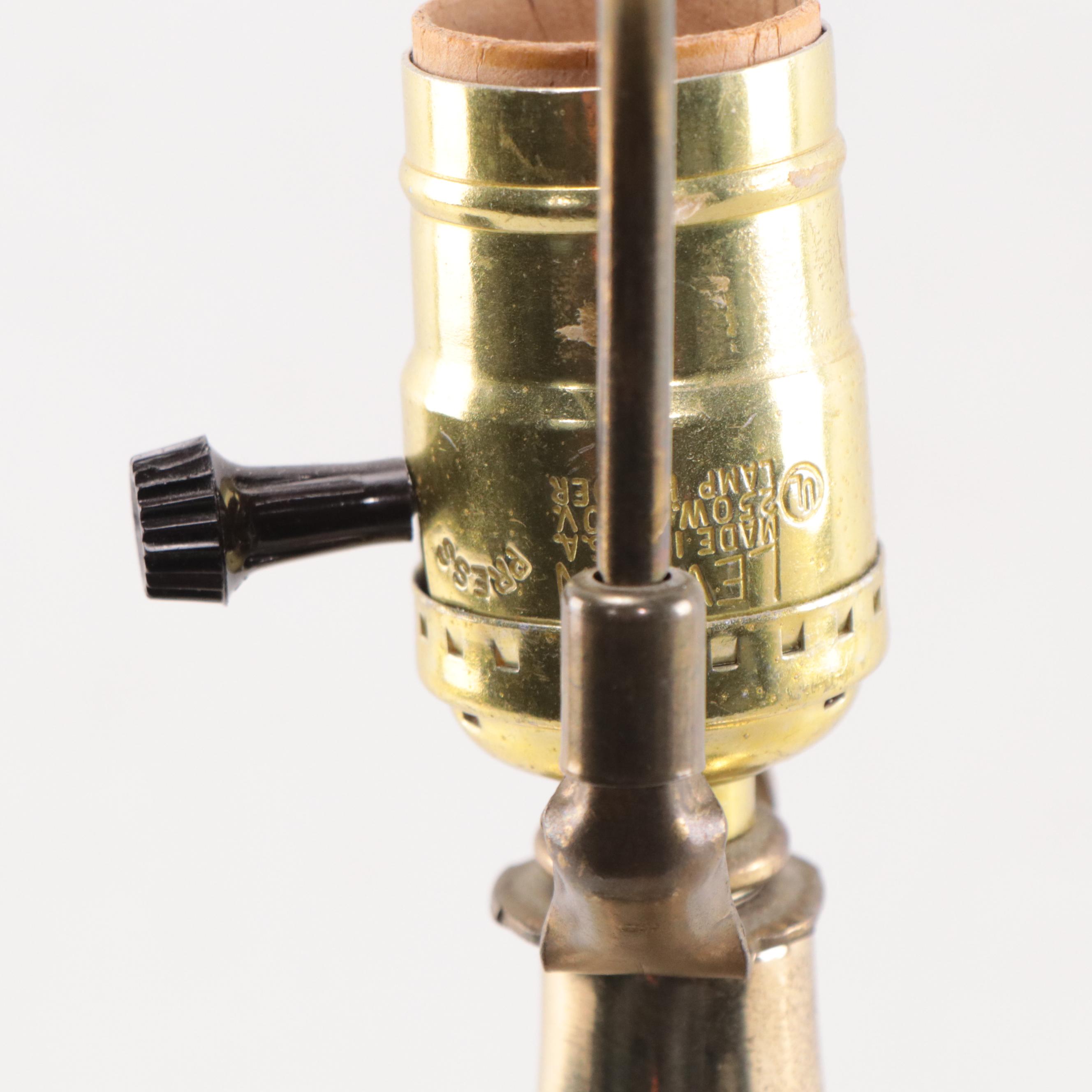 Ethan Allen Etched Glass and Brass Table Lamp, Late 20th Century