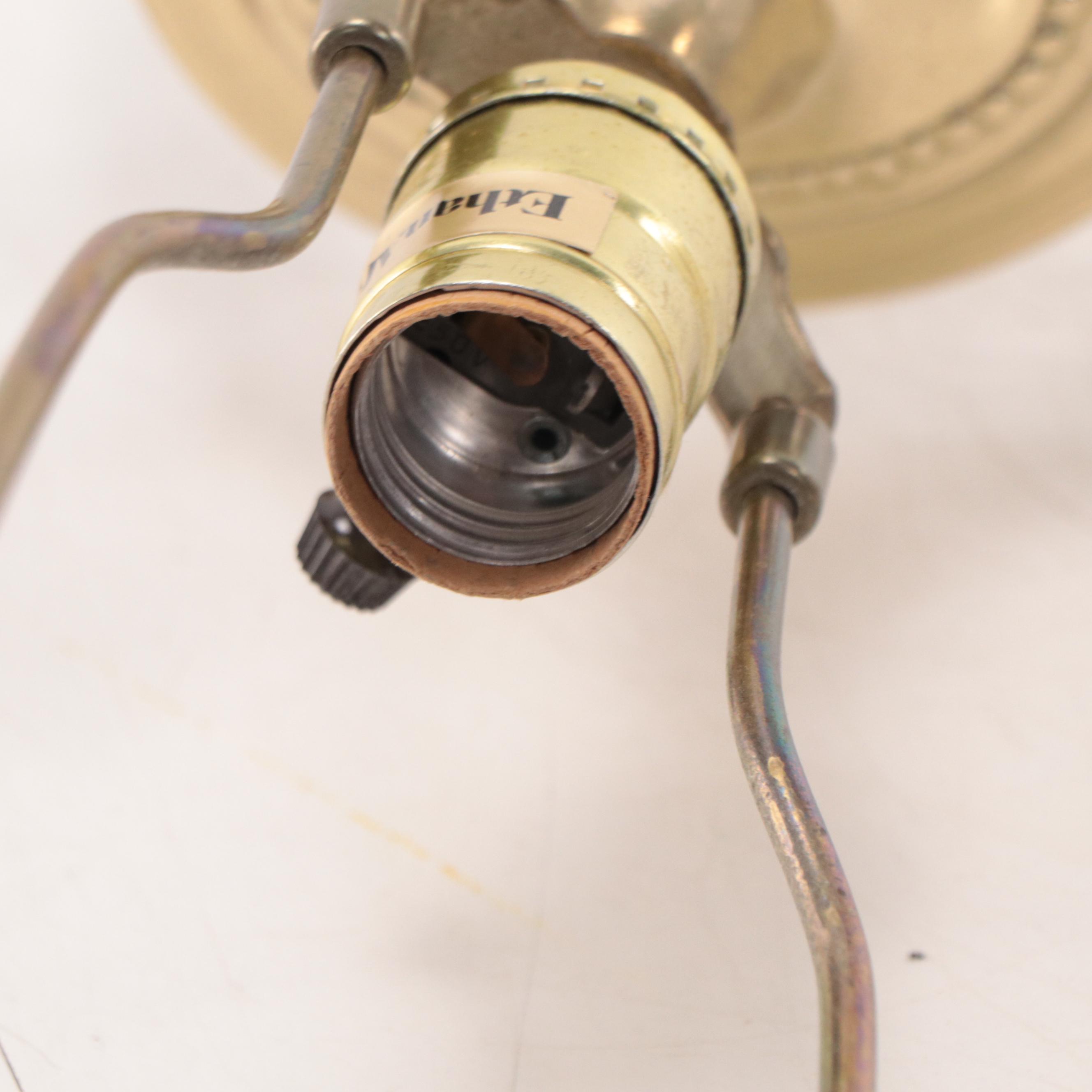 Ethan Allen Etched Glass and Brass Table Lamp, Late 20th Century