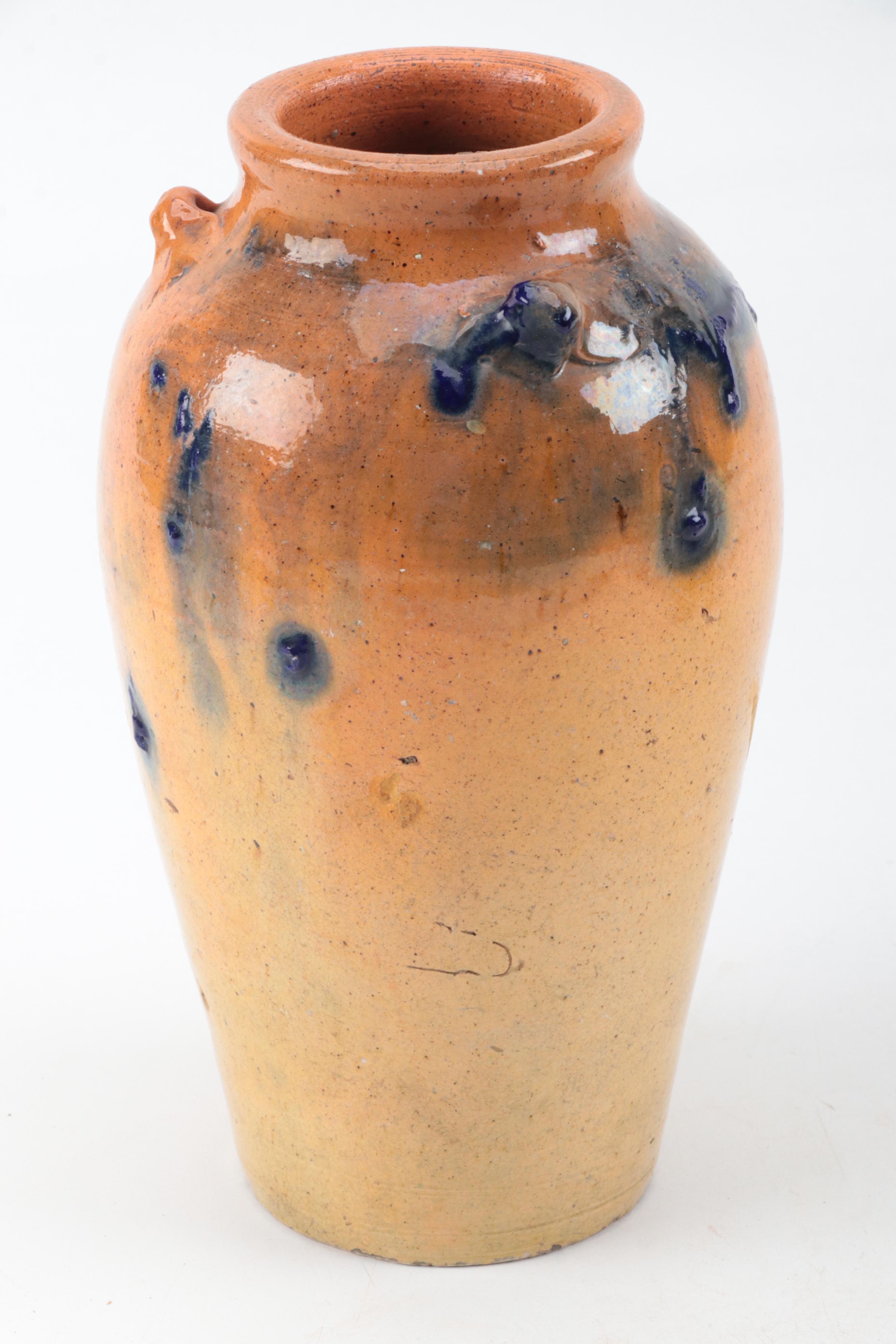 American Art Pottery Redware Jars with Manganese Decoration, 19th Century