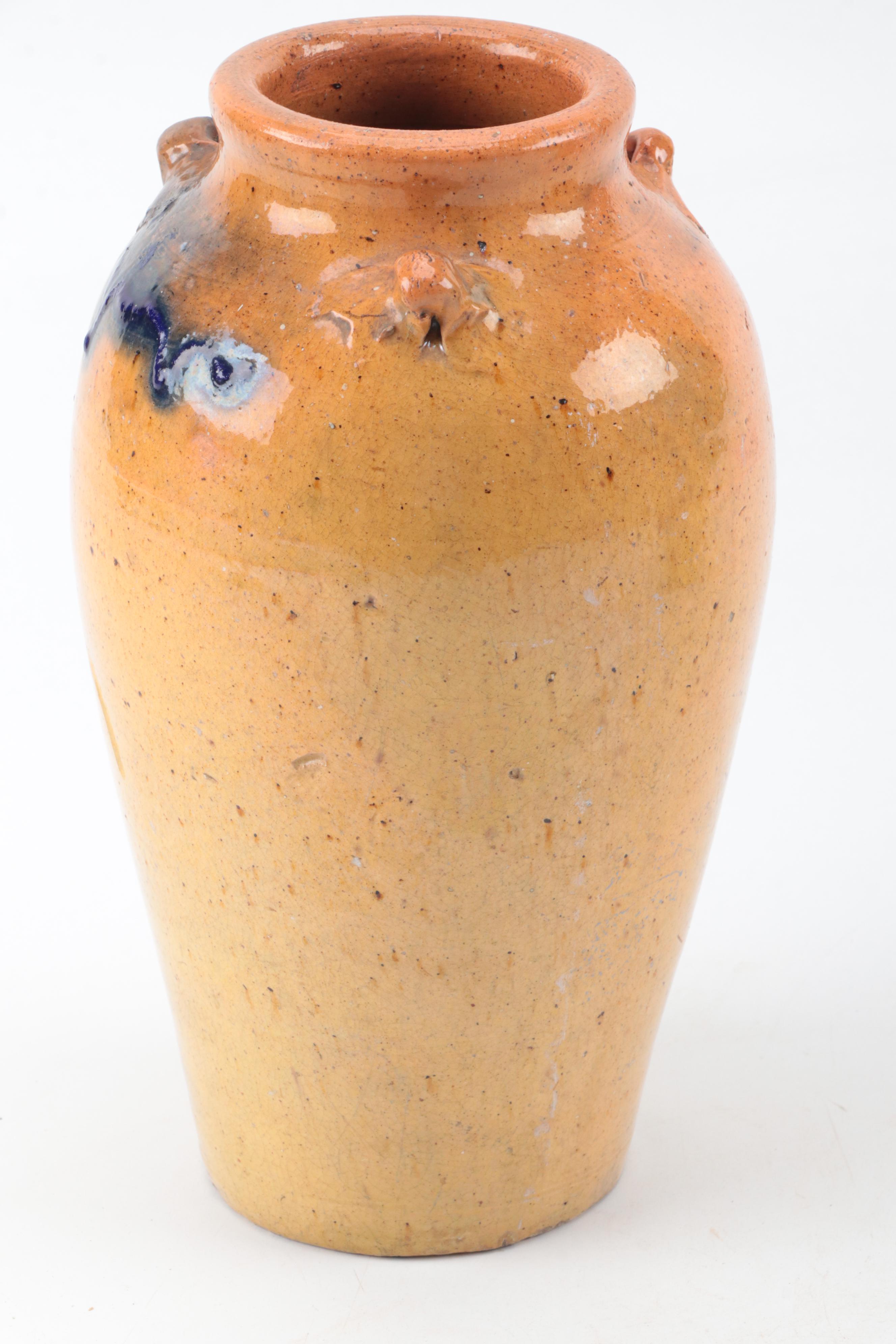 American Art Pottery Redware Jars with Manganese Decoration, 19th Century