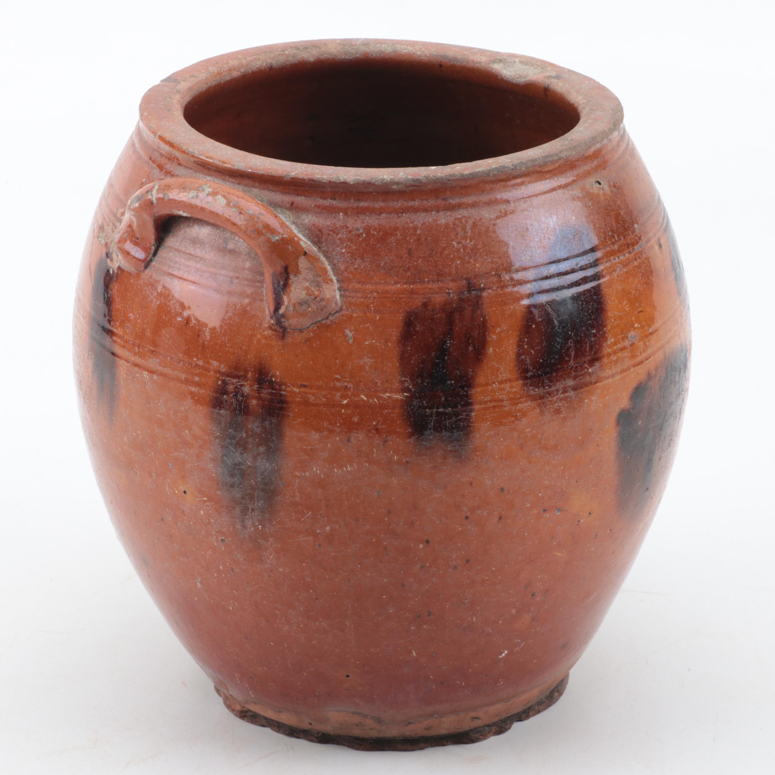 American Art Pottery Redware Jars with Manganese Decoration, 19th Century