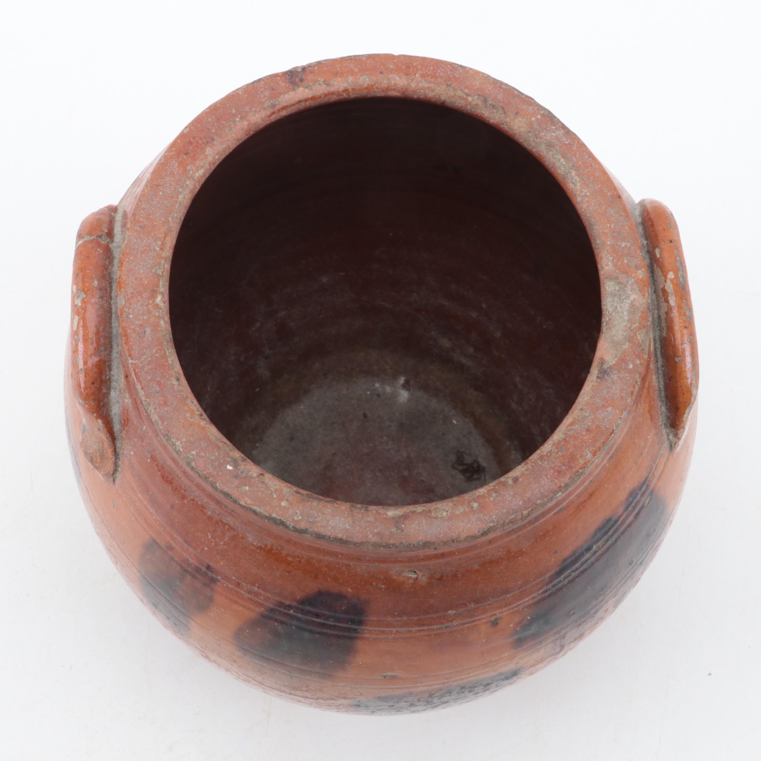 American Art Pottery Redware Jars with Manganese Decoration, 19th Century