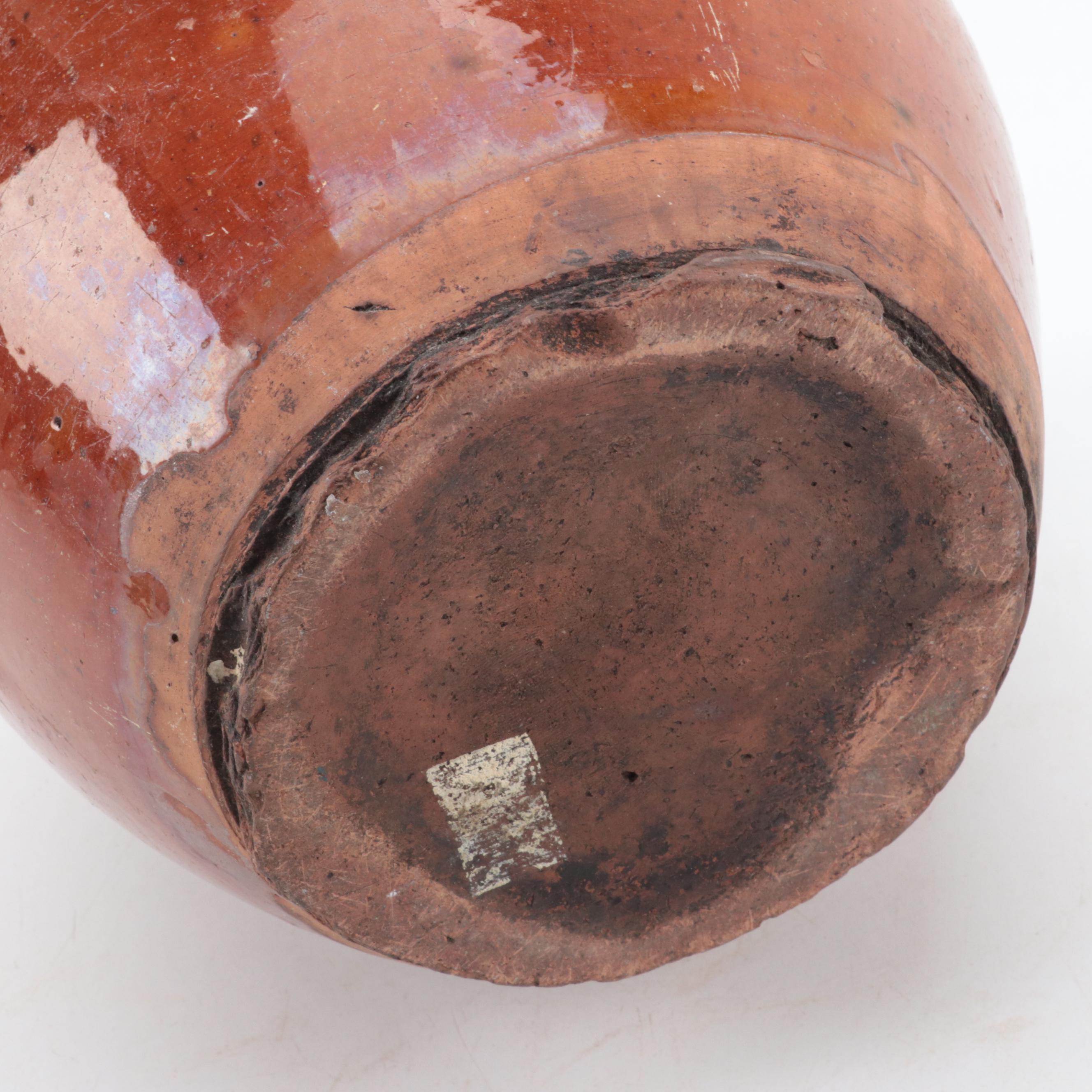 American Art Pottery Redware Jars with Manganese Decoration, 19th Century