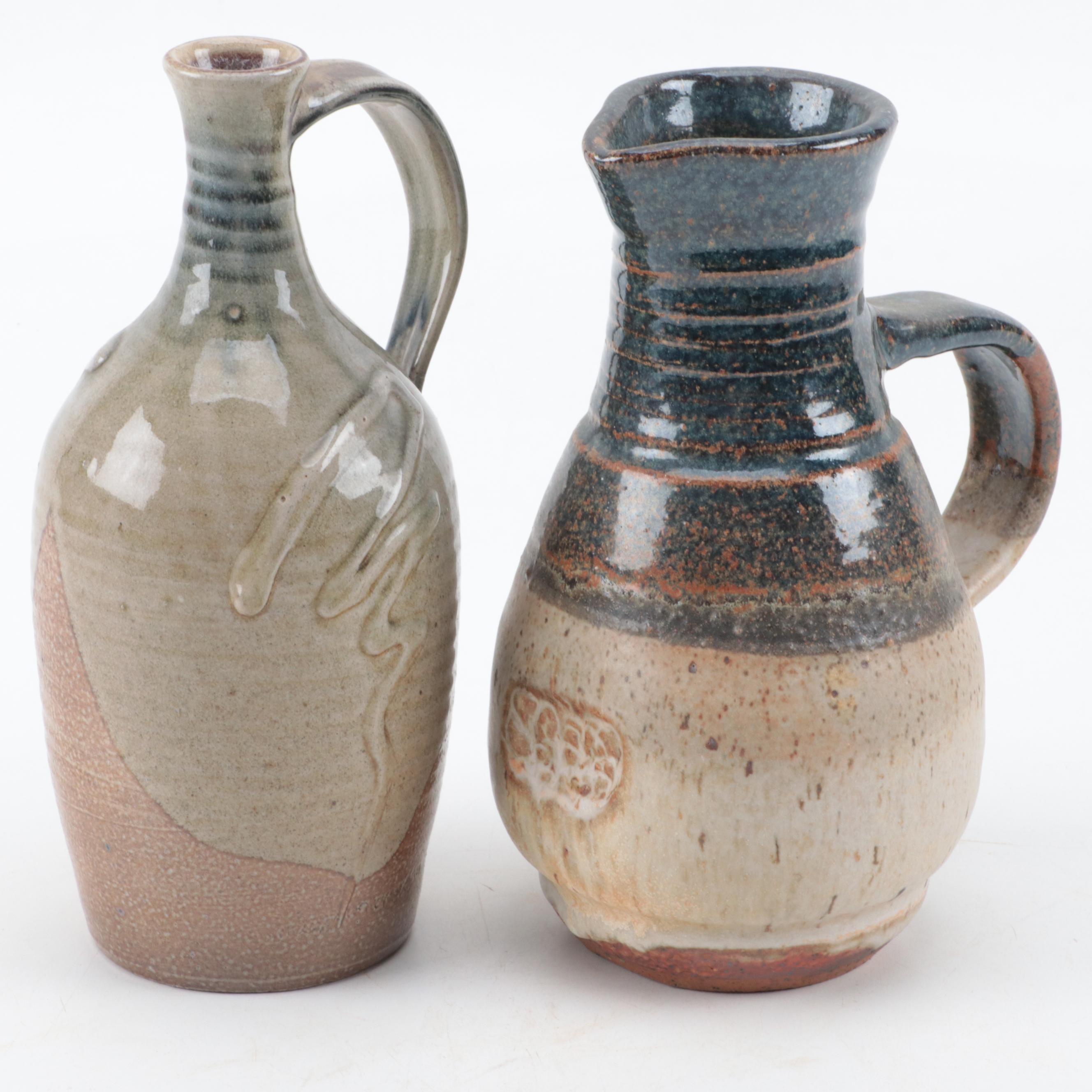 Art Pottery Glazed Stoneware Pitcher and Ewer