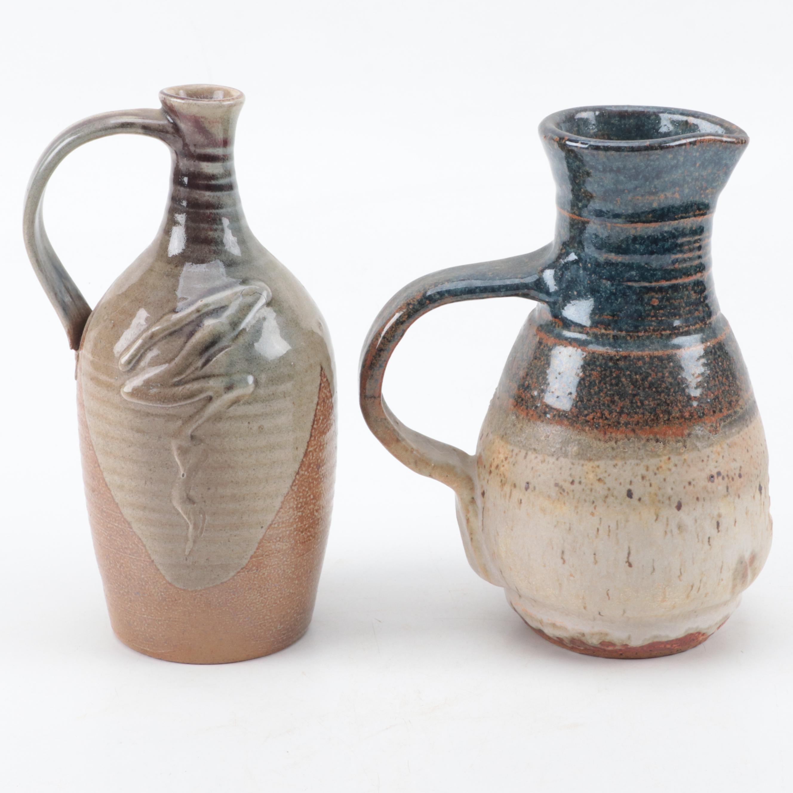 Art Pottery Glazed Stoneware Pitcher and Ewer
