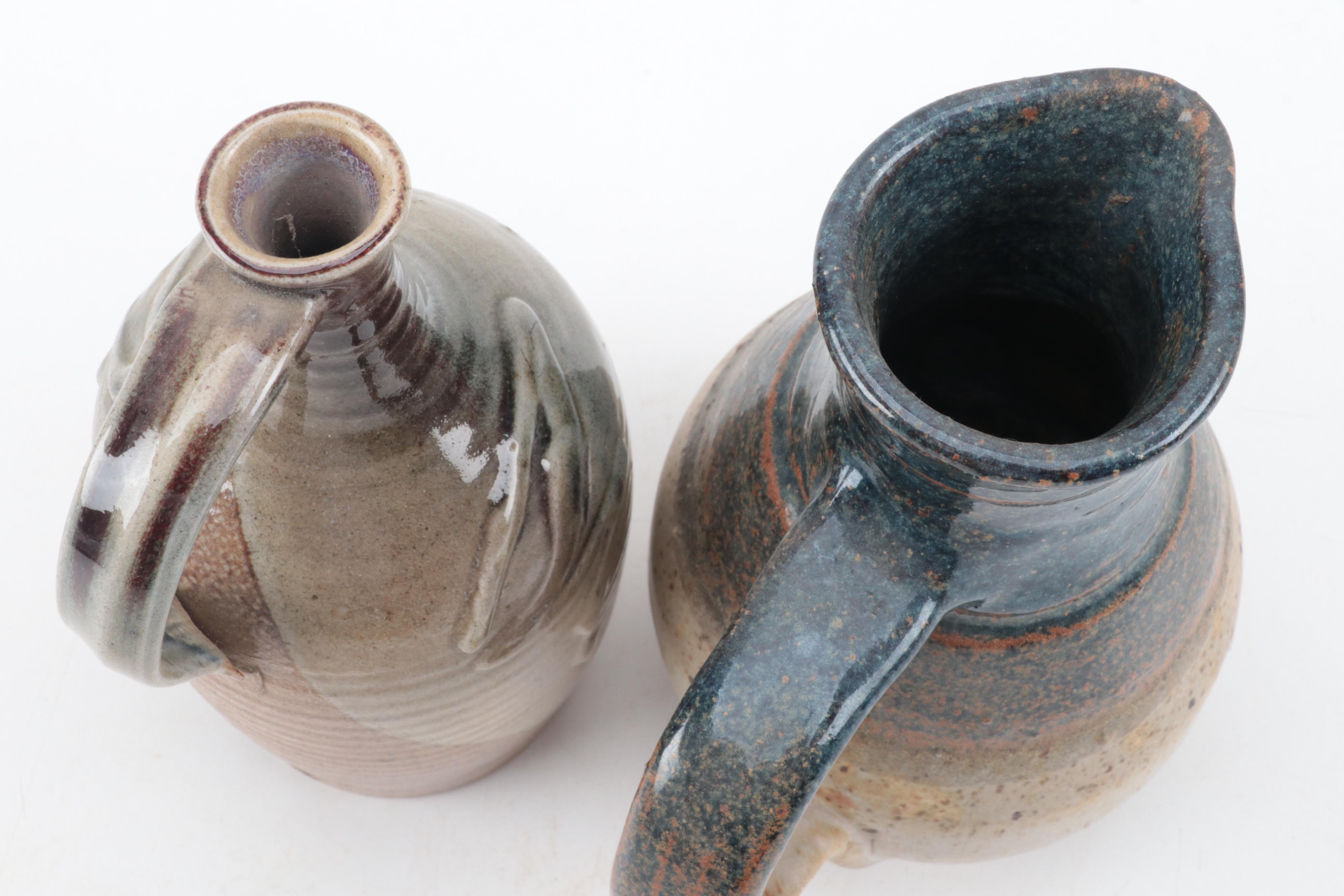 Art Pottery Glazed Stoneware Pitcher and Ewer