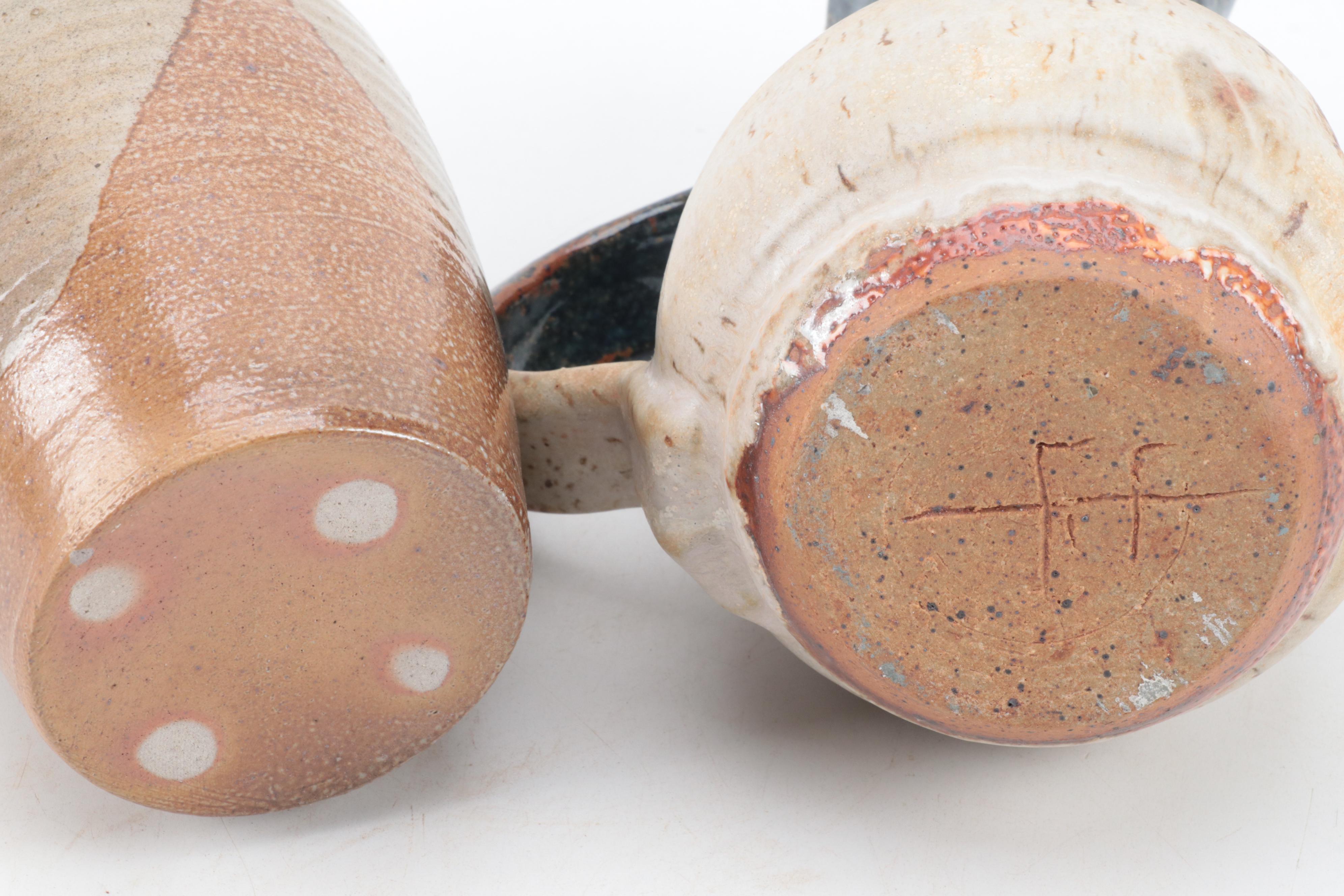 Art Pottery Glazed Stoneware Pitcher and Ewer