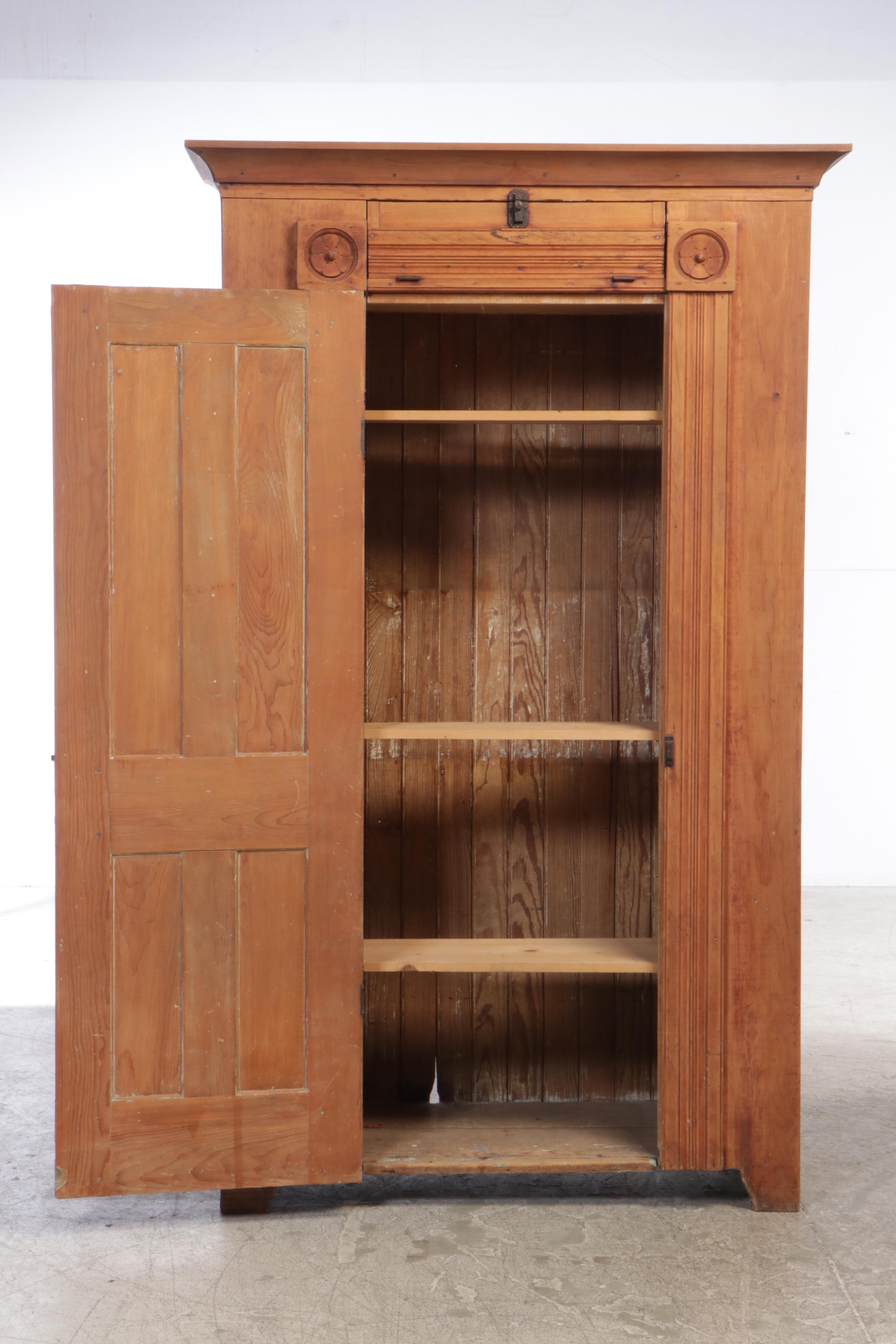 Victorian Pine Flat-Wall Cupboard, Late 19th Century