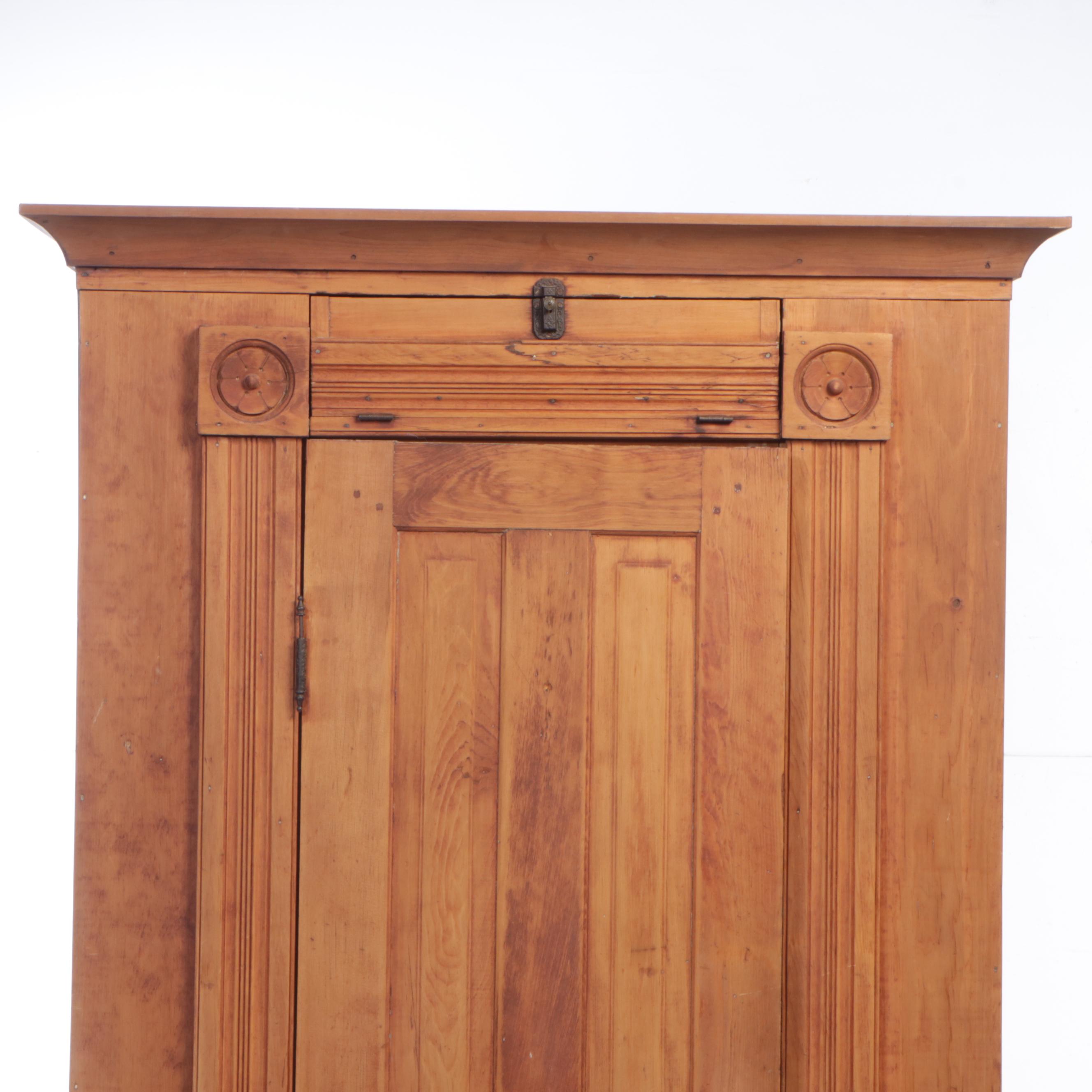 Victorian Pine Flat-Wall Cupboard, Late 19th Century