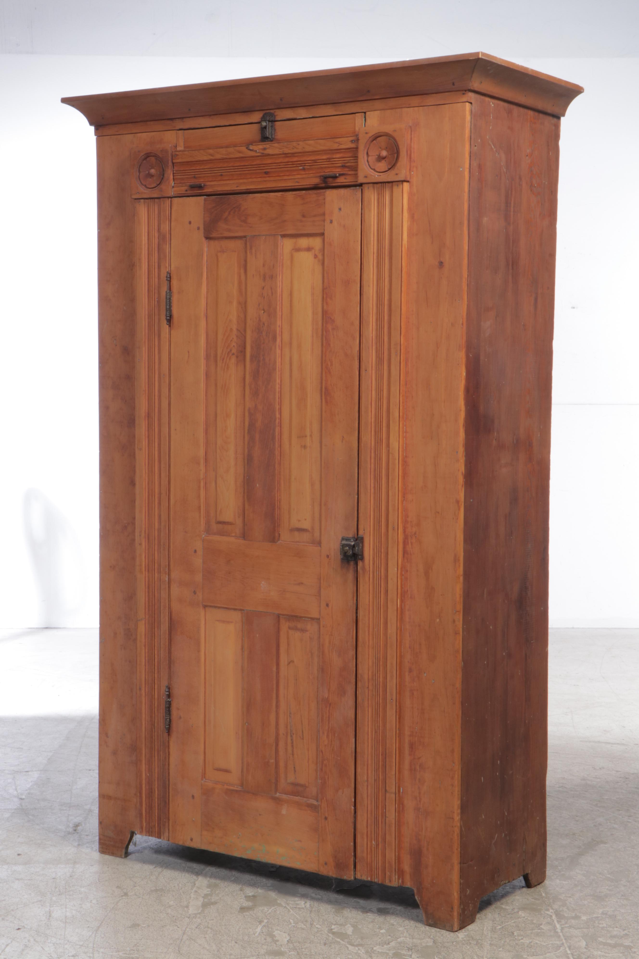 Victorian Pine Flat-Wall Cupboard, Late 19th Century