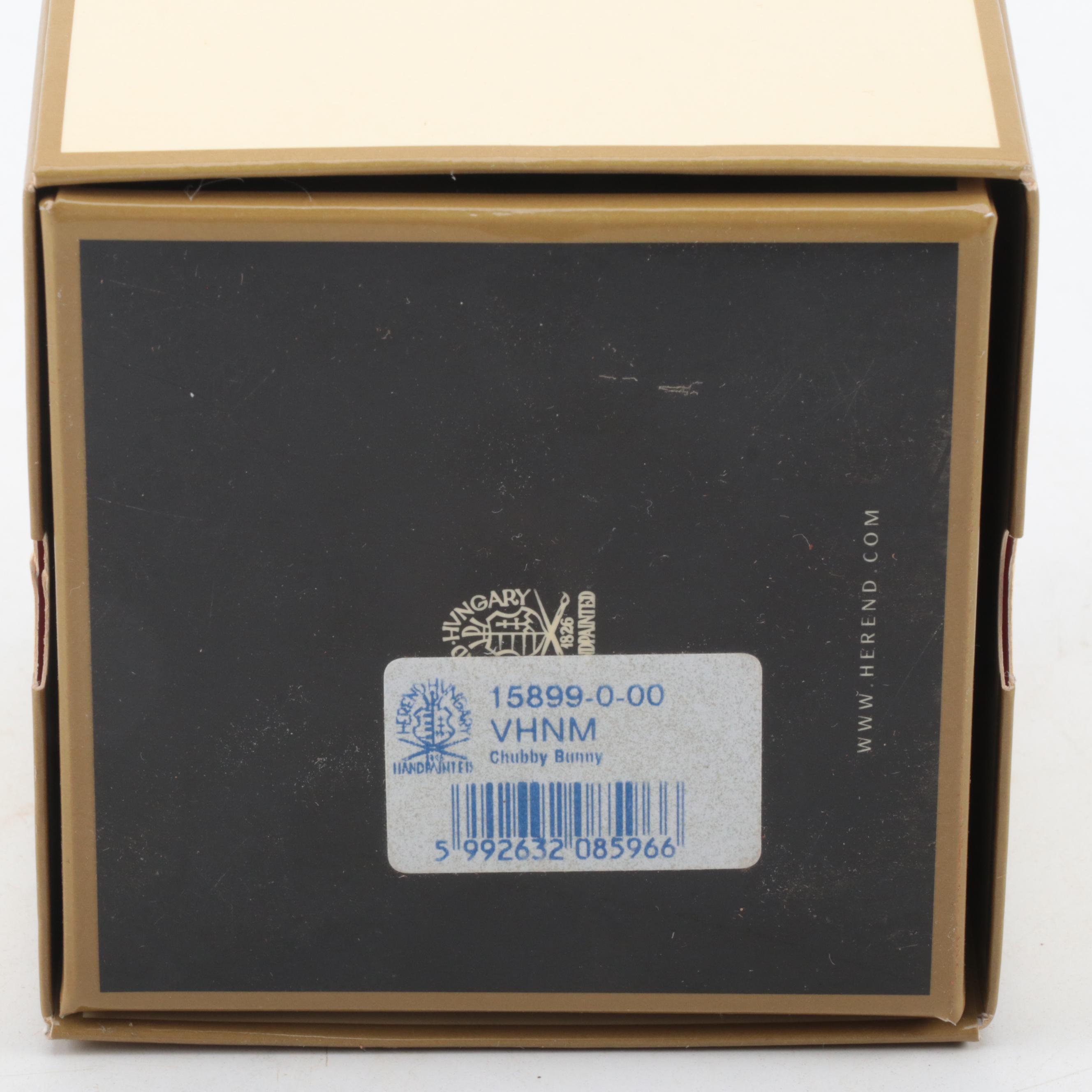 Herend Guild Black Fishnet with Gold "Chubby Bunny" Porcelain Figurine, 2006