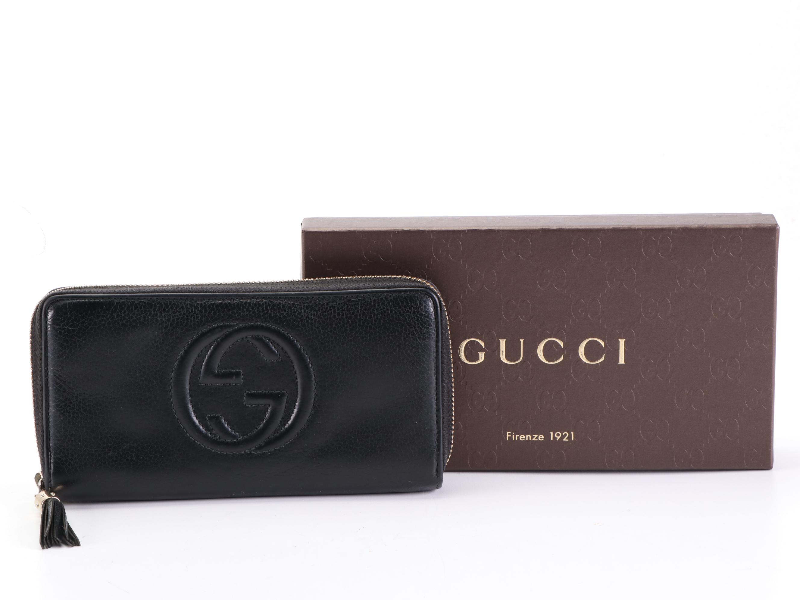 Gucci Interlocking GG Soho Zip Around Wallet in Leather with Box