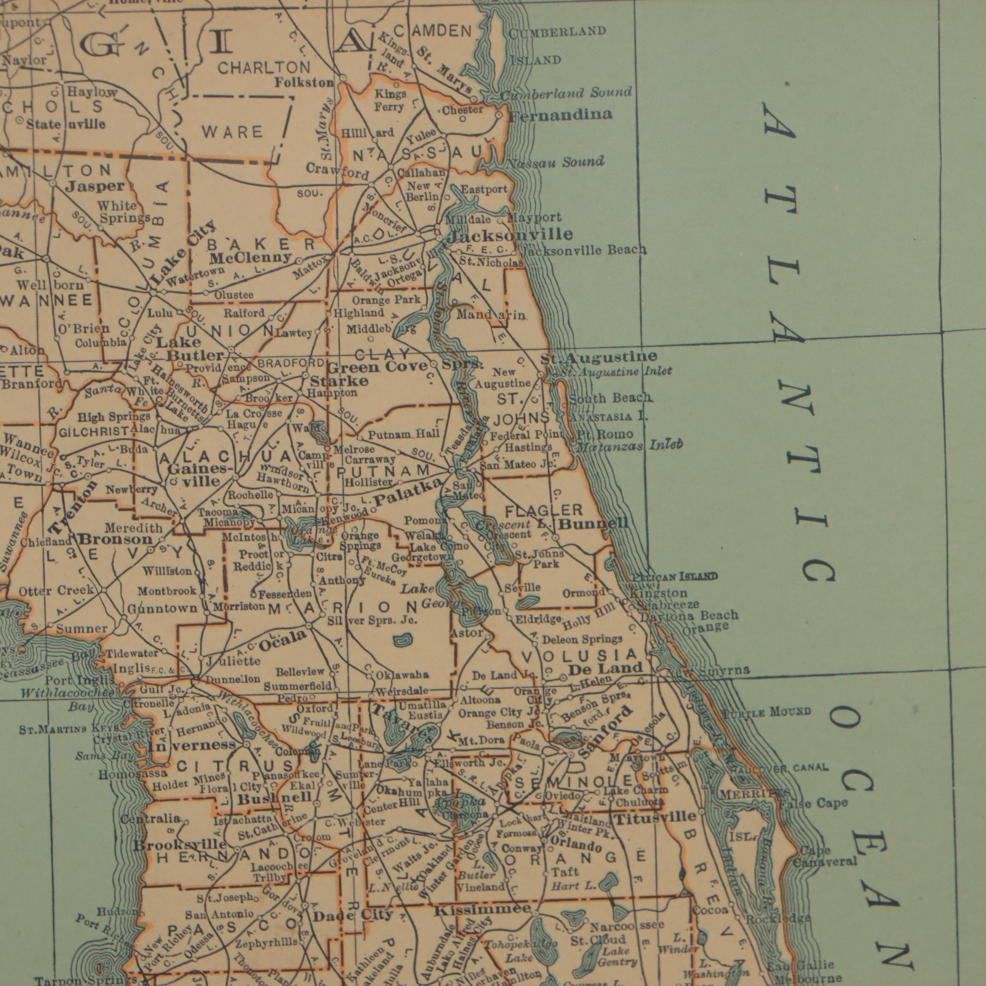 Rand, McNally & Co. Wax Engraving Map of Florida, Circa 1898