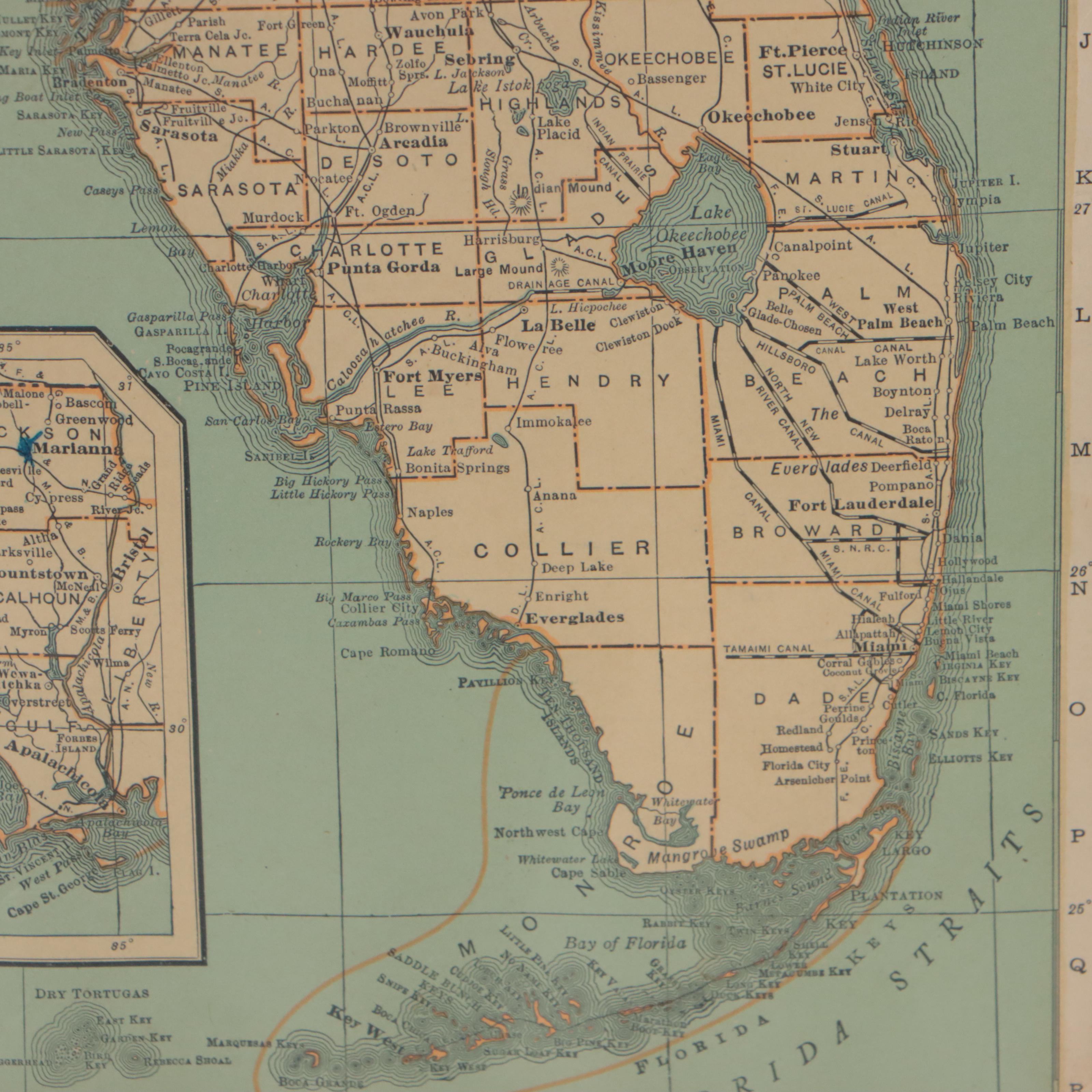 Rand, McNally & Co. Wax Engraving Map of Florida, Circa 1898