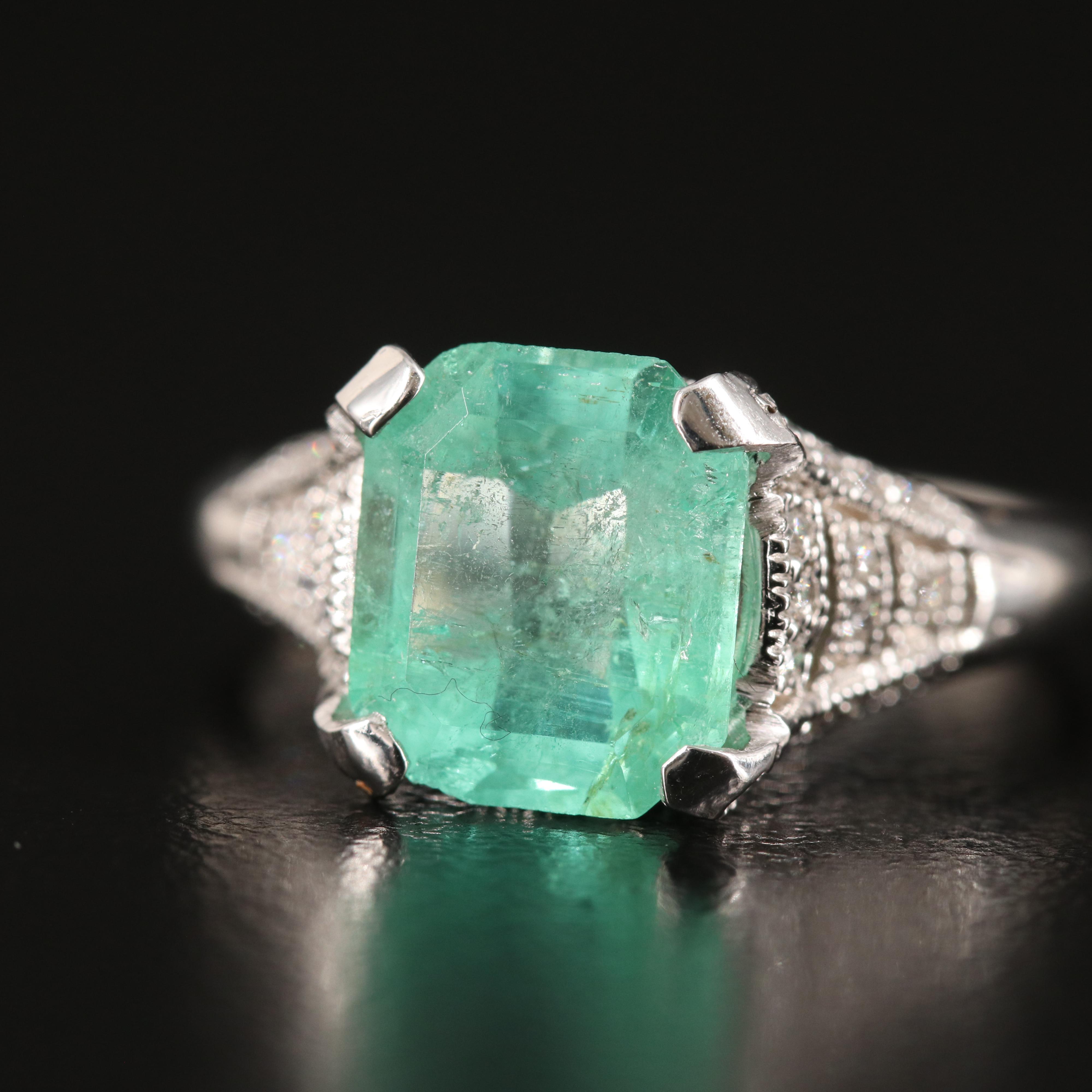 18K 3.09 CT Emerald and Diamond Ring