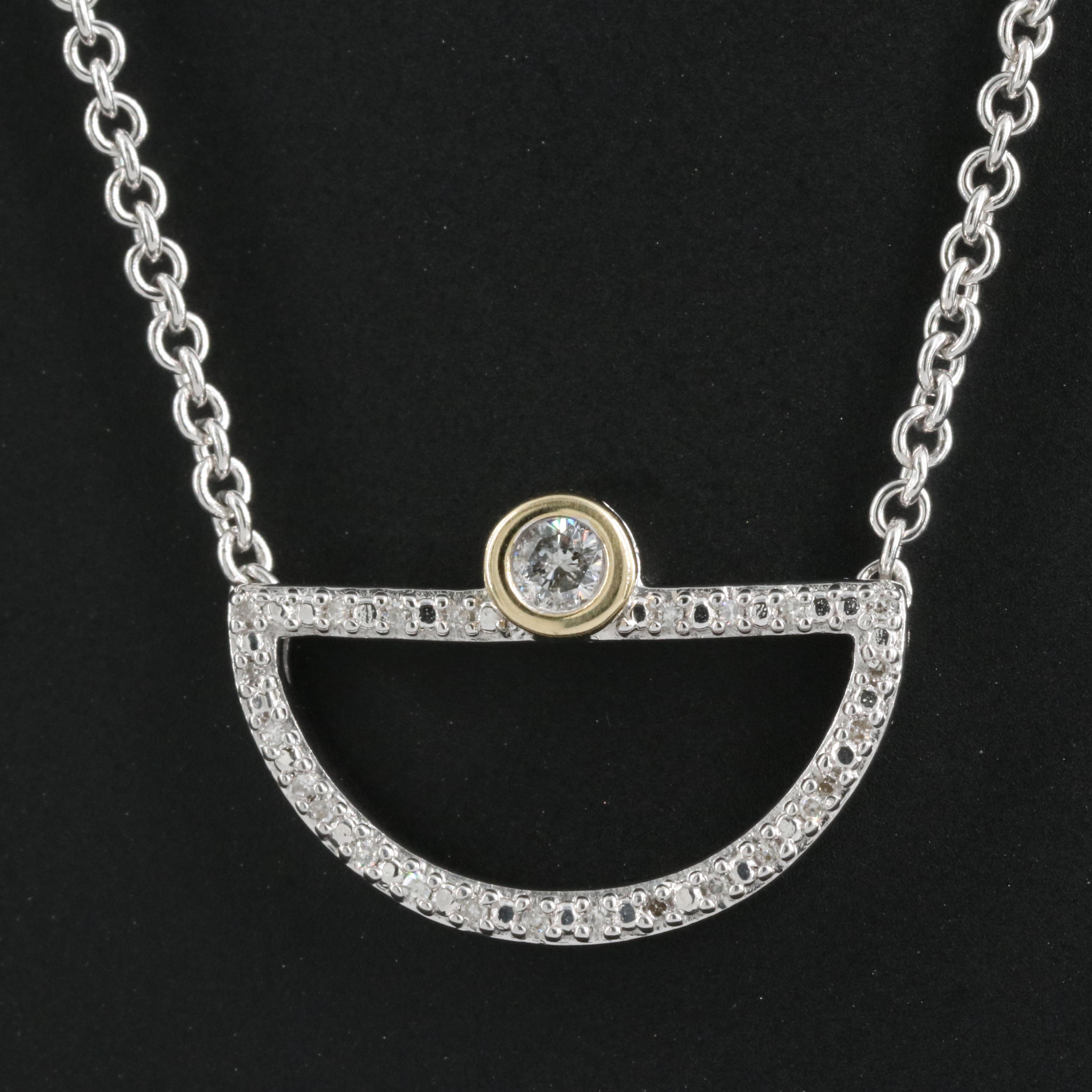 Sterling Diamond Necklace with 10K Accents