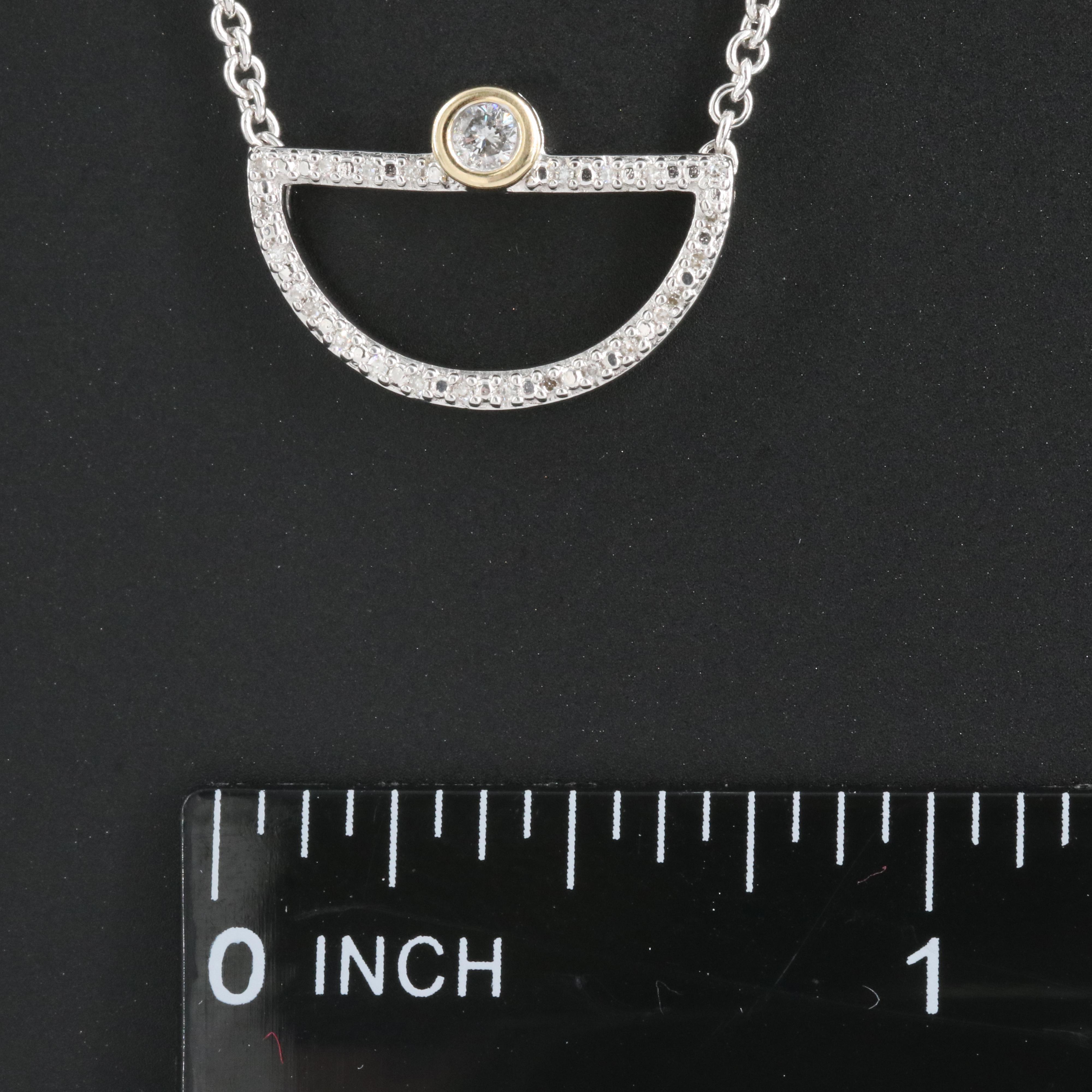 Sterling Diamond Necklace with 10K Accents