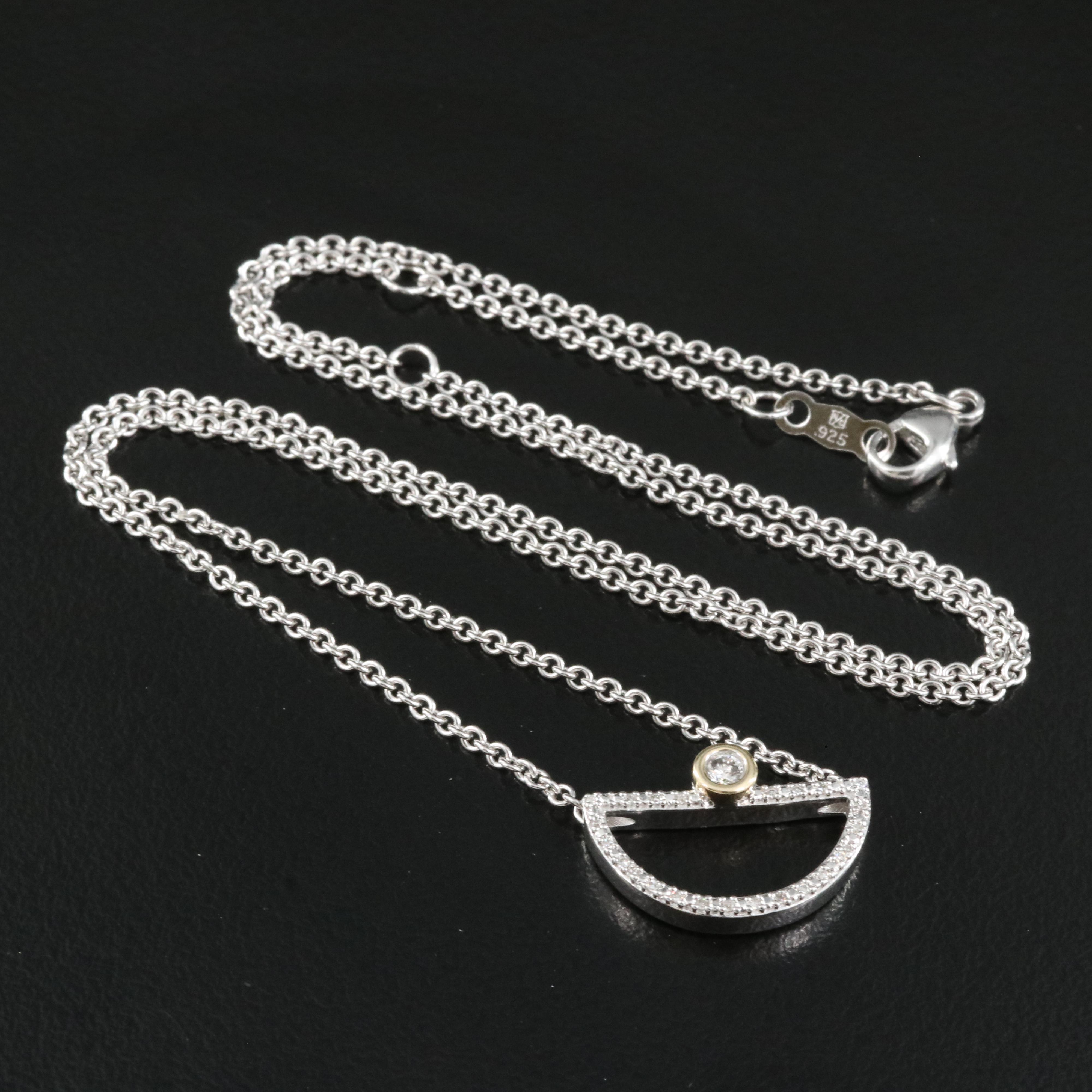 Sterling Diamond Necklace with 10K Accents