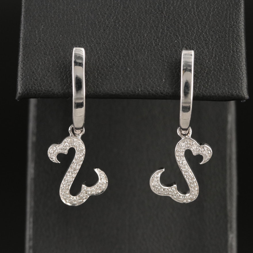 Sterling Diamond Open Heart Earrings with 10K Accents