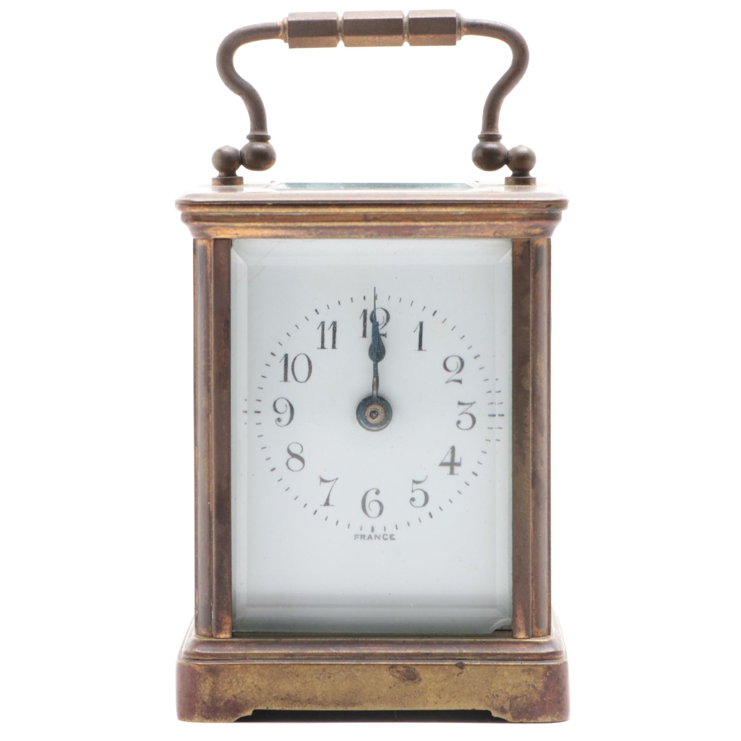 French Brass Miniature Carriage Clock, Early to Mid-20th Century